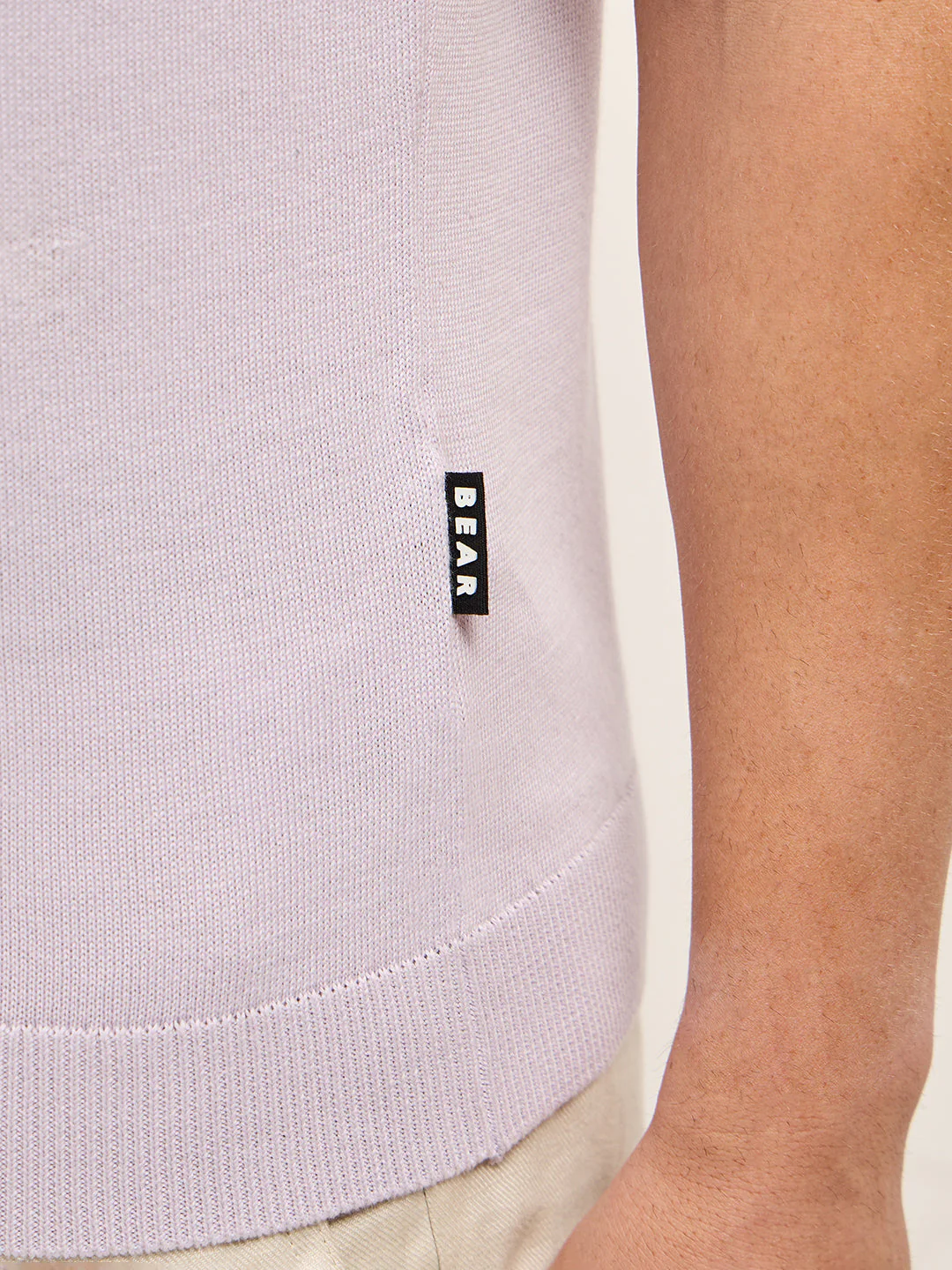 Men Purple Ribbed horizontal textured Regular Fit Polo T-shirt - Image 6