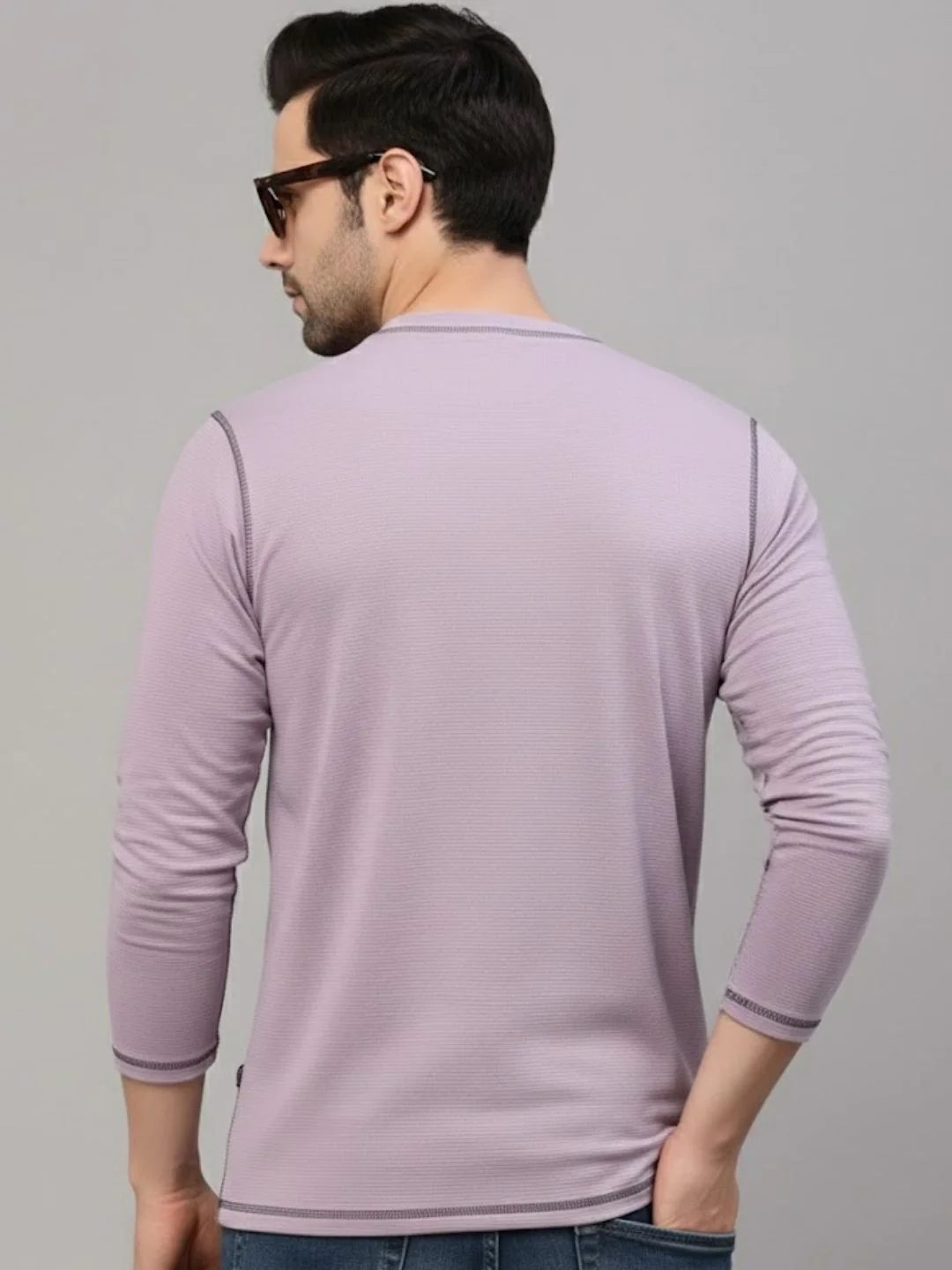 Men Purple Round Neck Polyester T-Shirt - Image 2