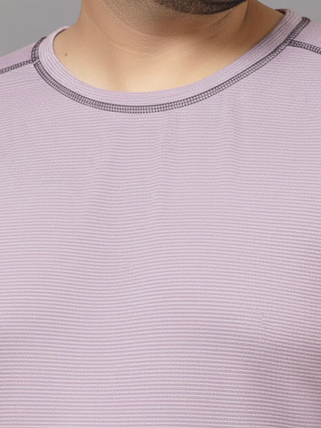 Men Purple Round Neck Polyester T-Shirt - Image 3