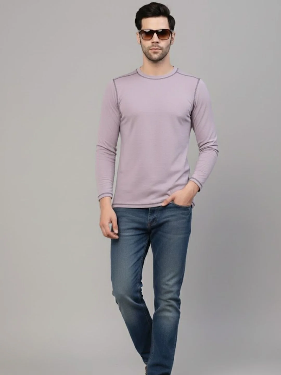 Men Purple Round Neck Polyester T-Shirt - Image 5