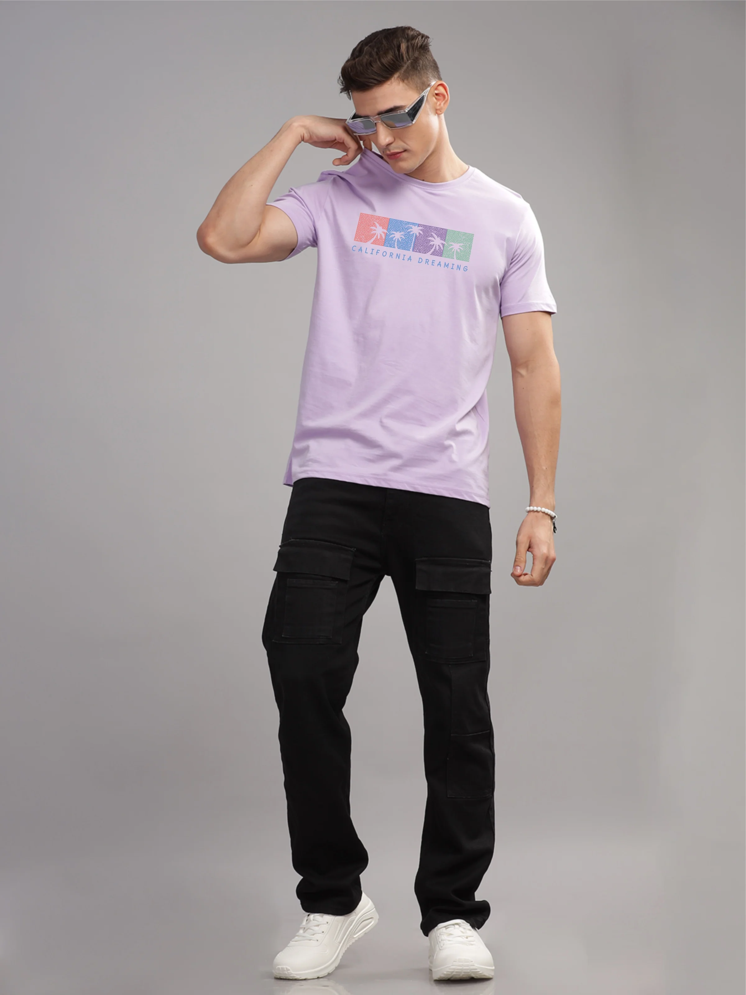 Men Purple Round Neck T Shirt - Image 2
