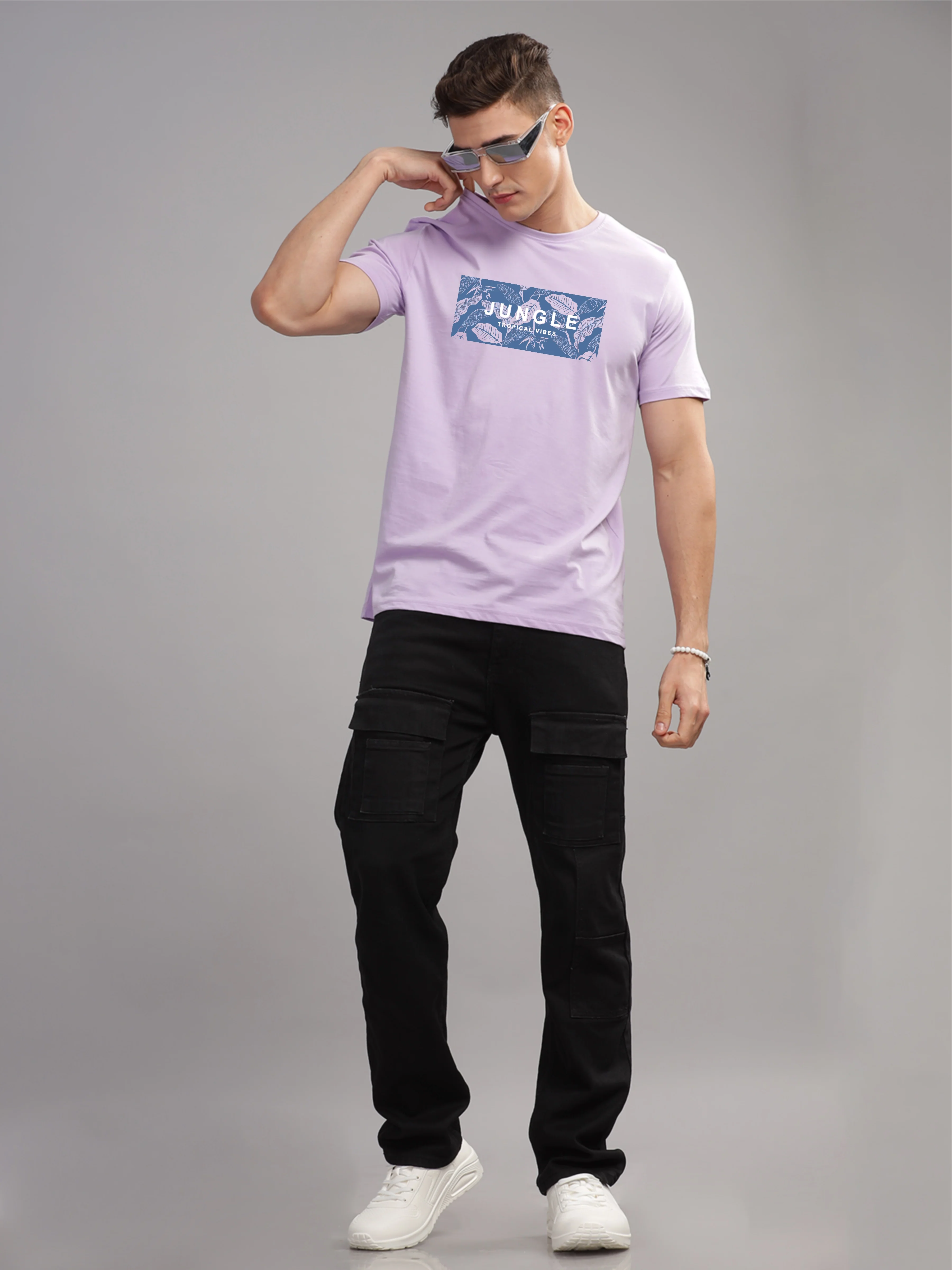 Men Purple Round Neck T Shirt - Image 2