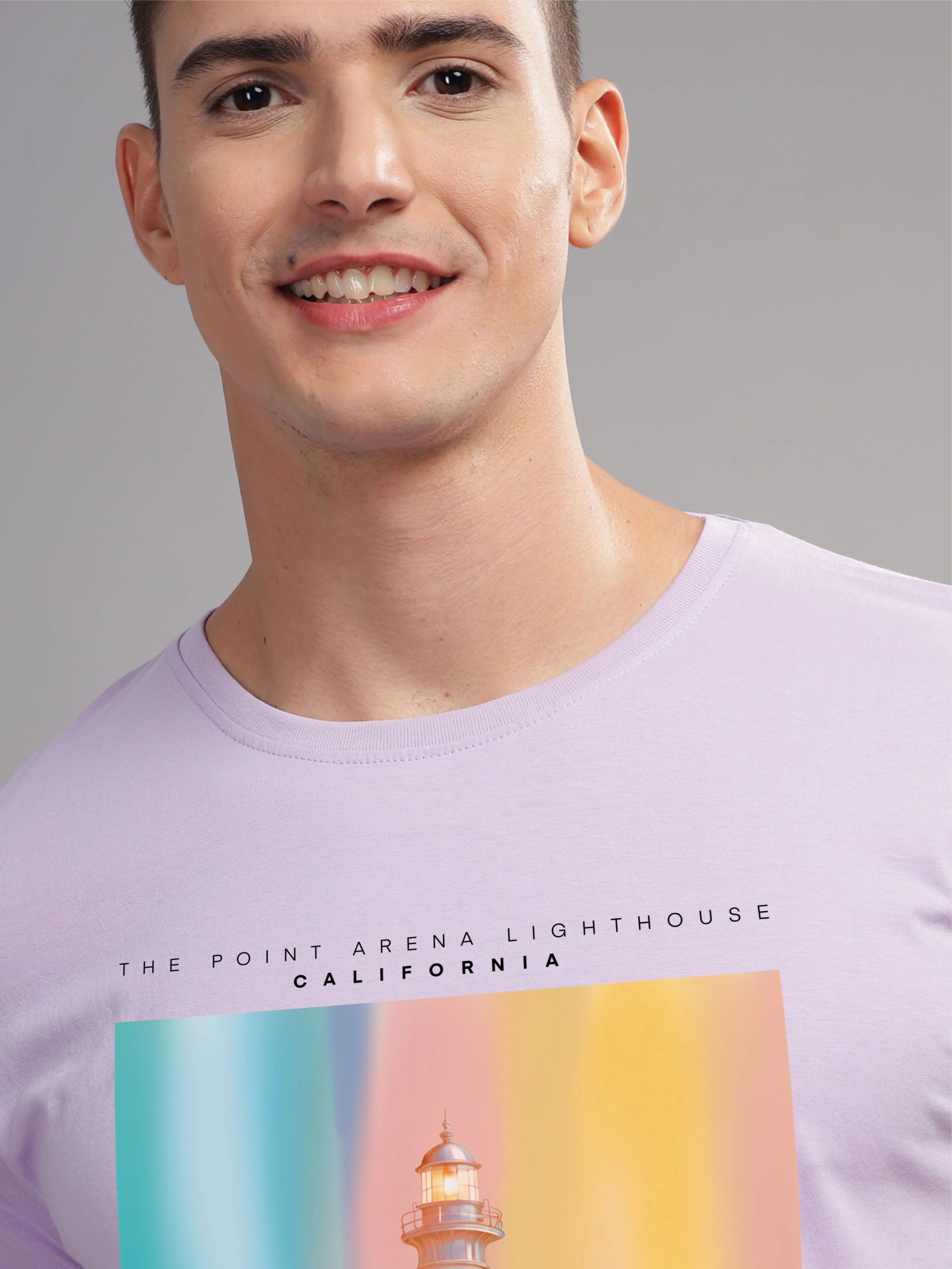 Men Purple Round Neck T Shirt - Image 2
