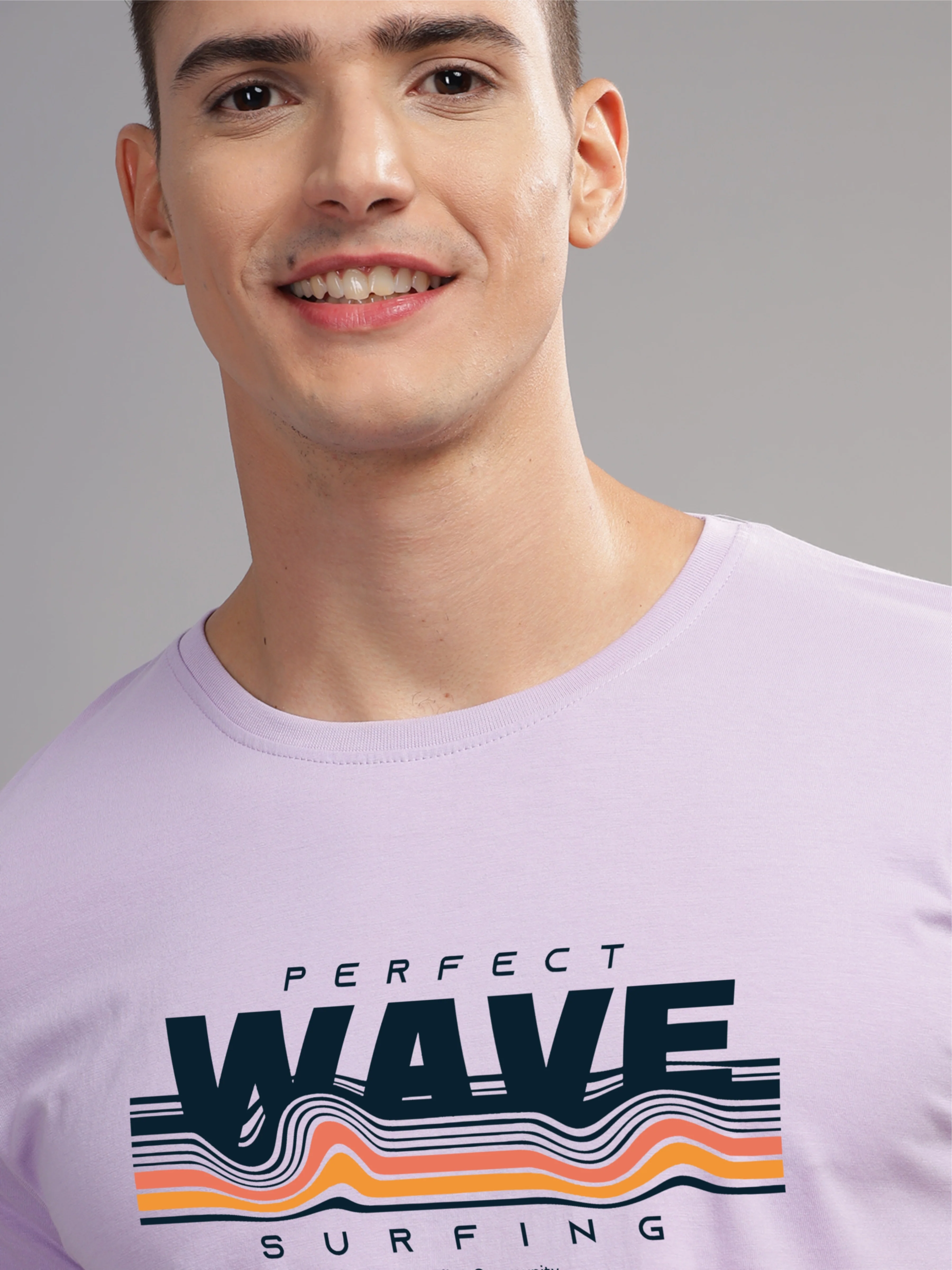 Men Purple Round Neck T Shirt - Image 2
