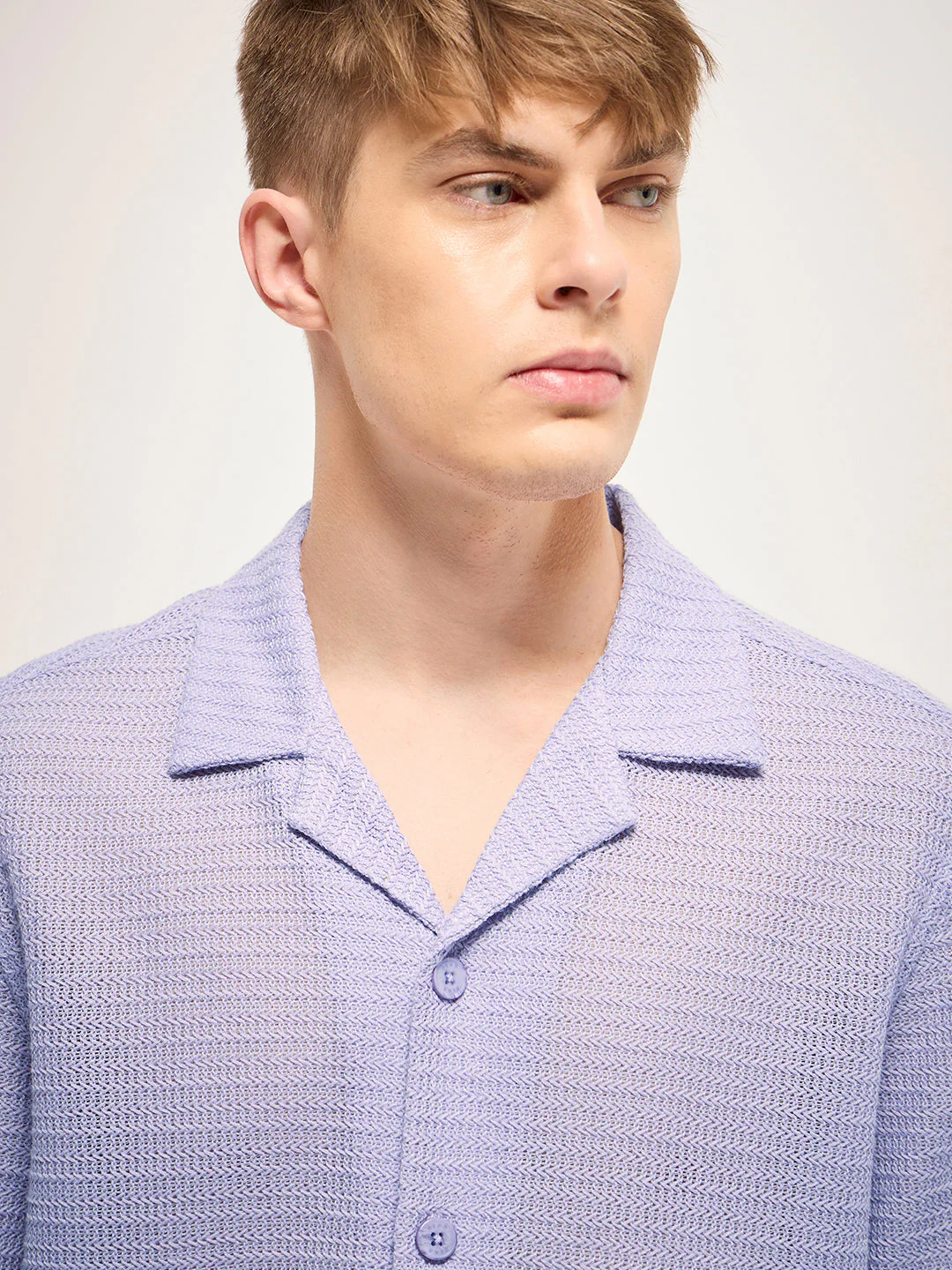 Men Purple Self Design Regular Fit Casual Shirt - Image 4