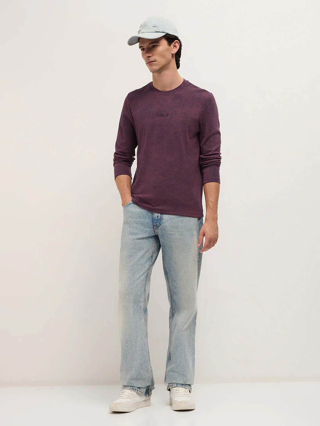 Men Purple Slim Fit Crew Neck T-Shirt - Image 4