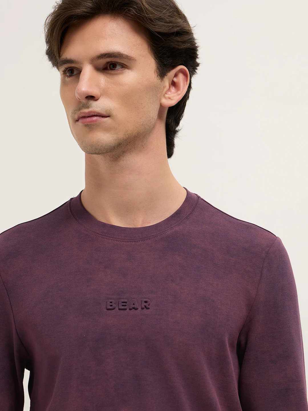 Men Purple Slim Fit Crew Neck T-Shirt - Image 5