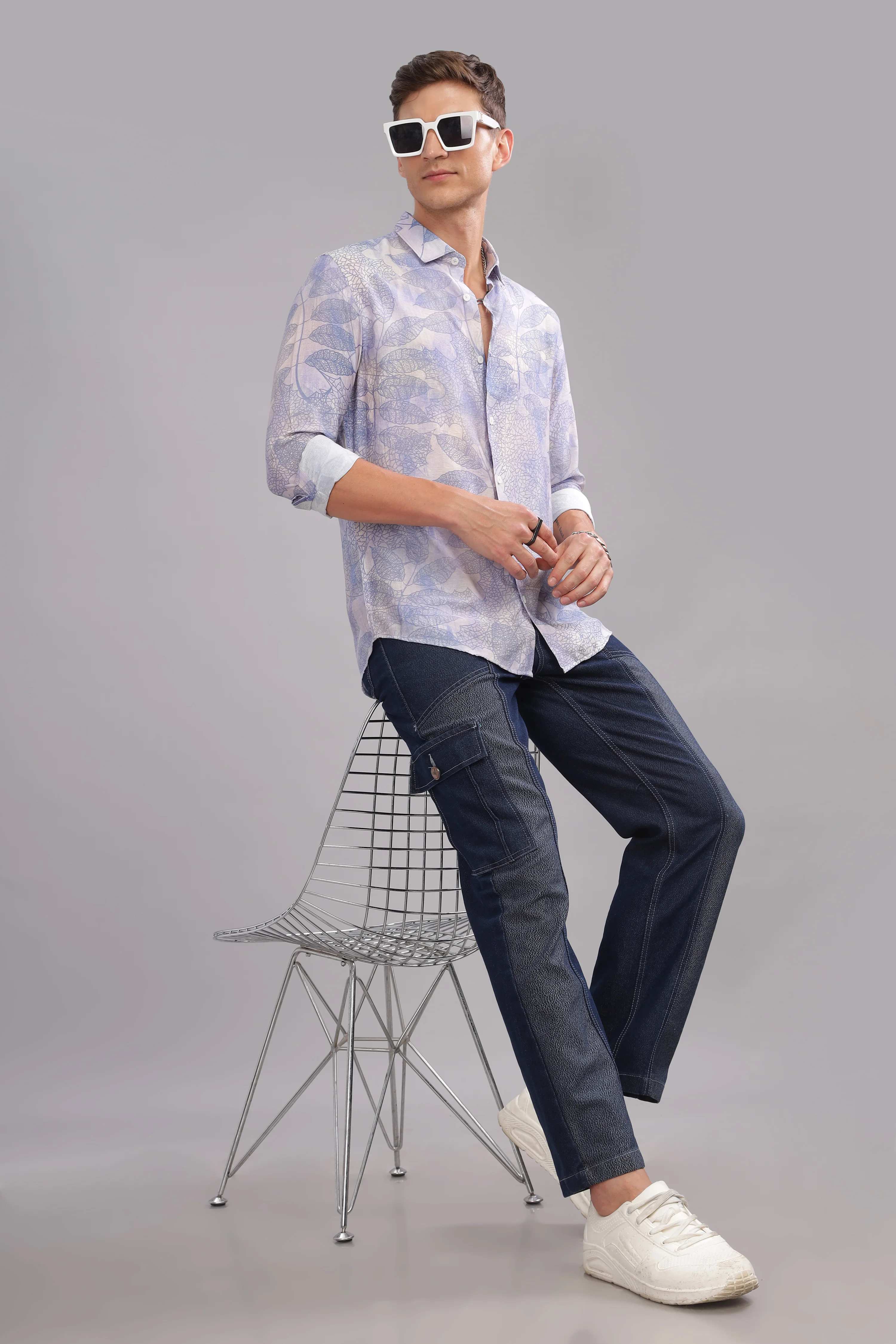 Men Purple Slim Fit Shirt - Image 3