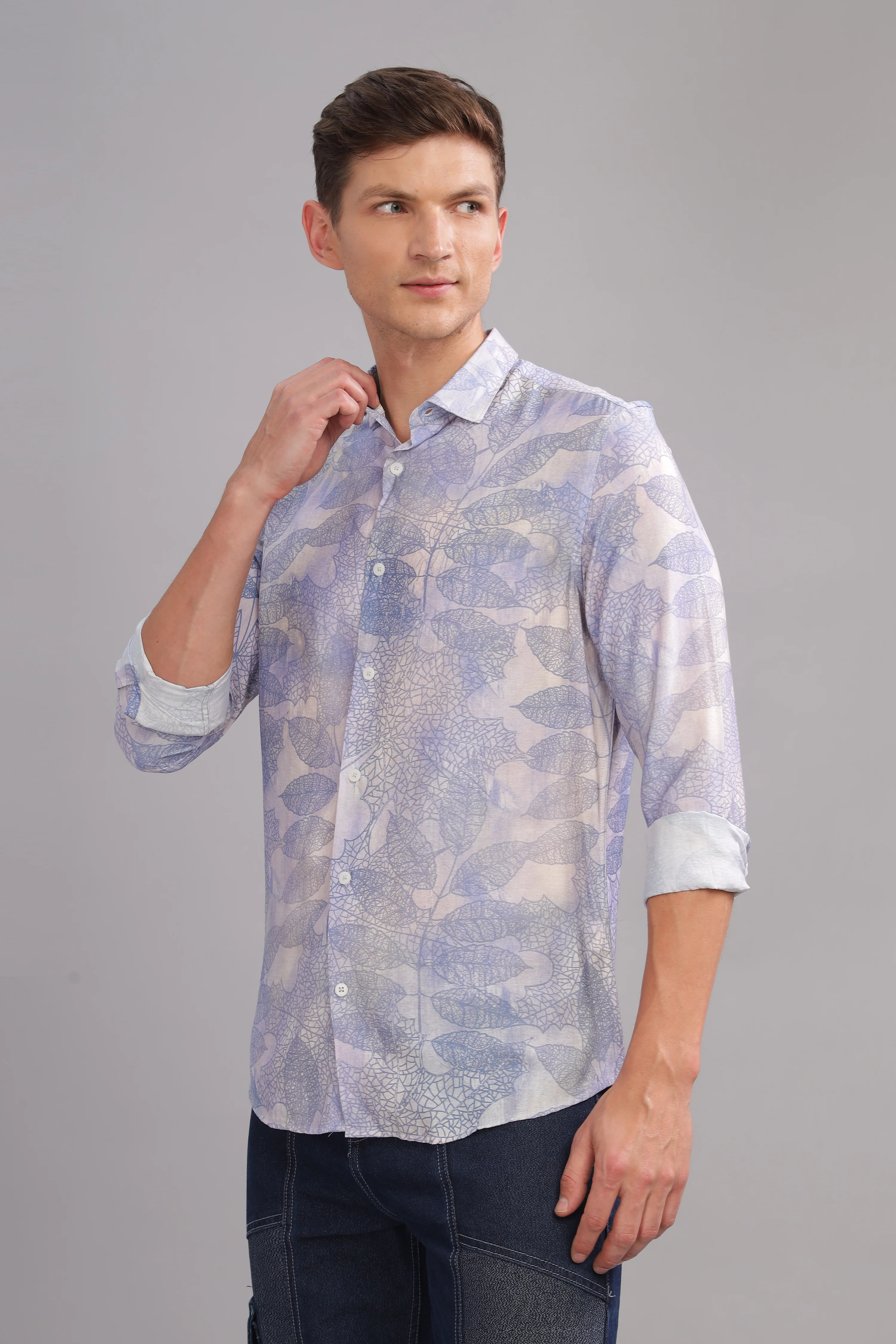 Men Purple Slim Fit Shirt - Image 4
