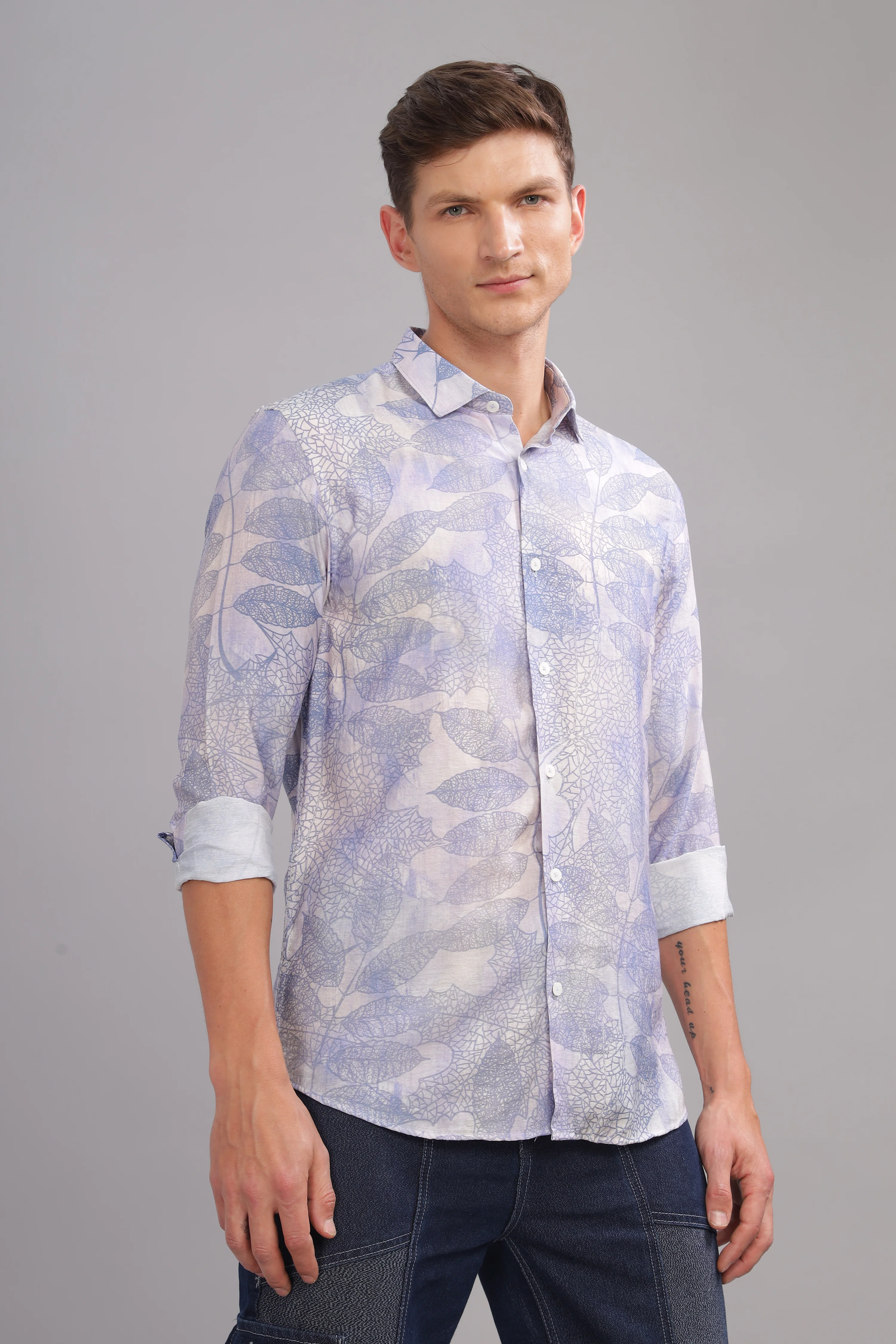 Men Purple Slim Fit Shirt - Image 5