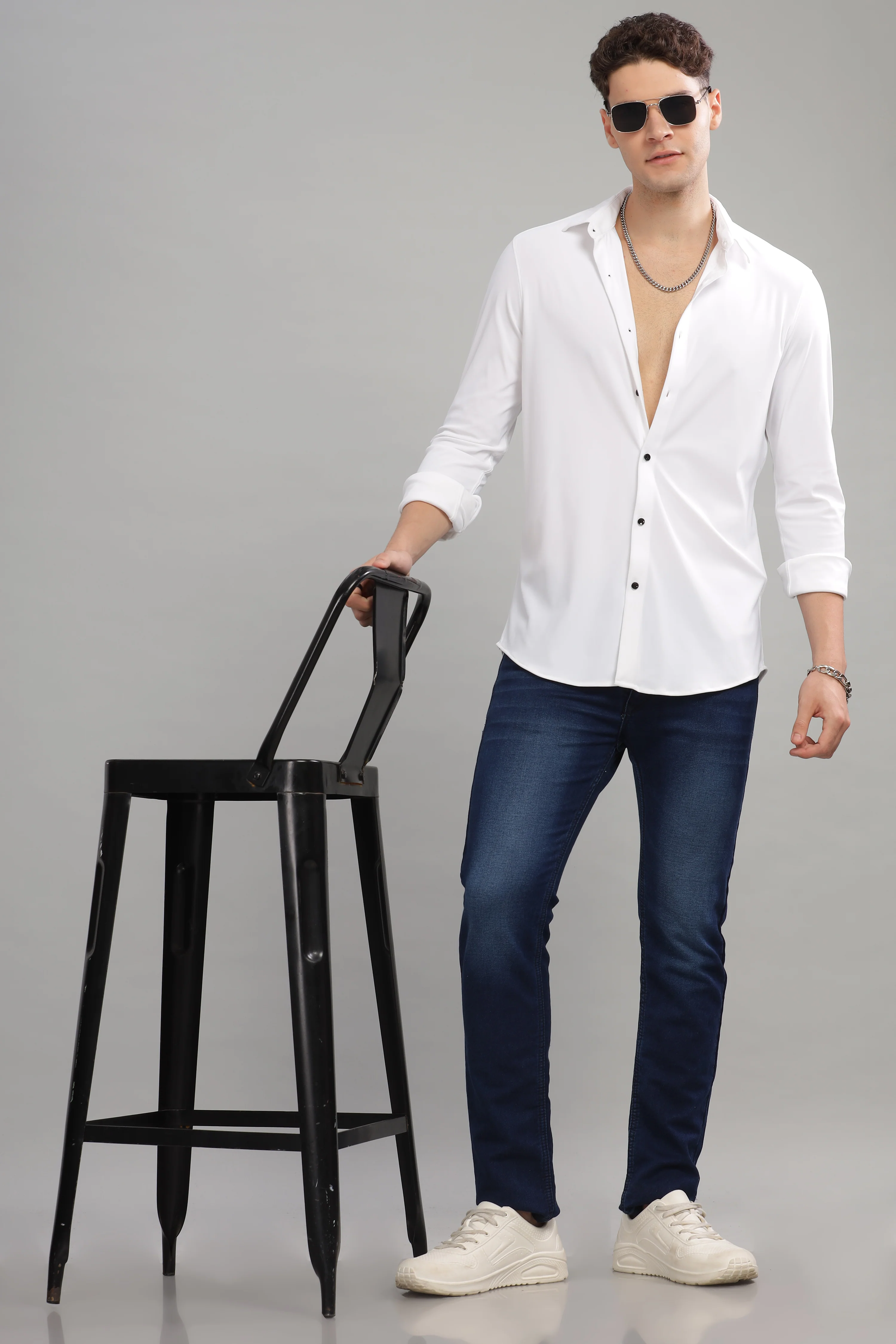 Men White Slim Fit Shirt - Image 5