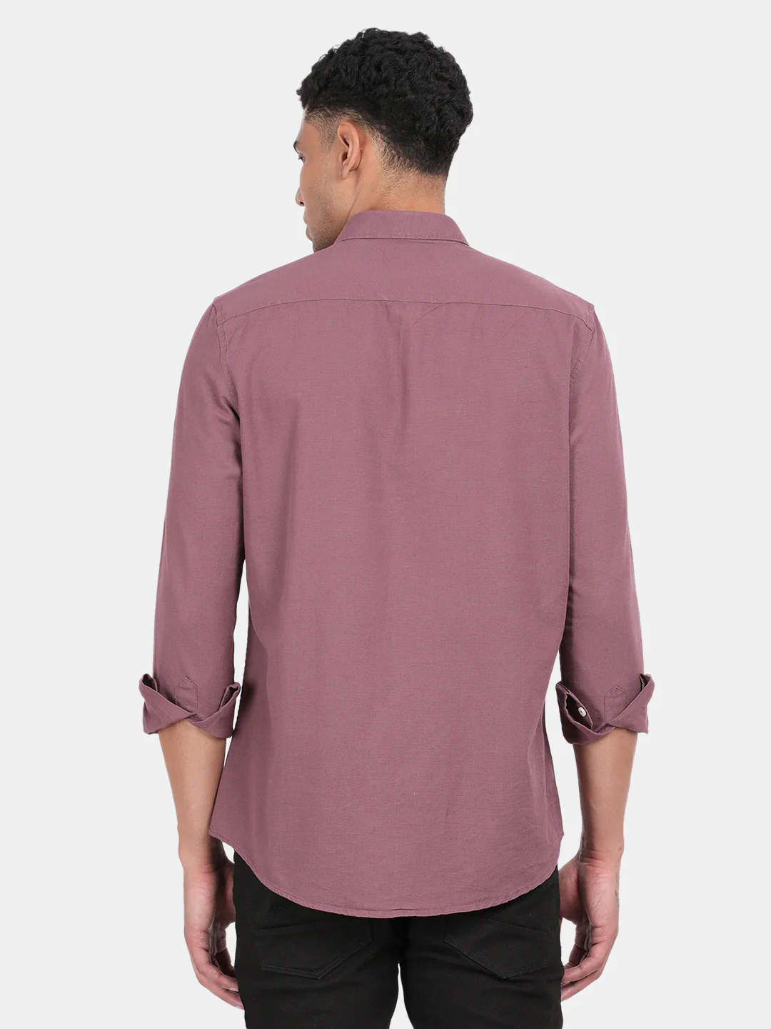 Men Purple Slim Fit Spread Collar Full Sleeve Casual Shirt - Image 2