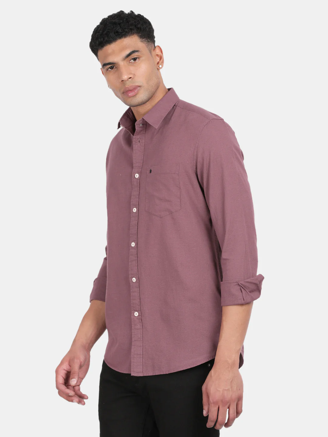 Men Purple Slim Fit Spread Collar Full Sleeve Casual Shirt - Image 4