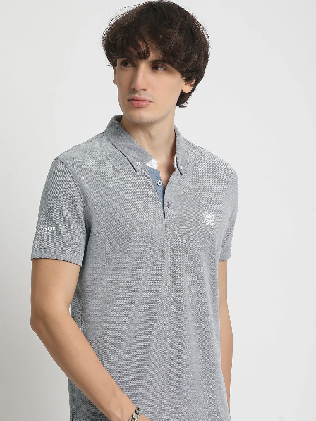Men Purple Solid Regular Fit Polo Collar T-shirt