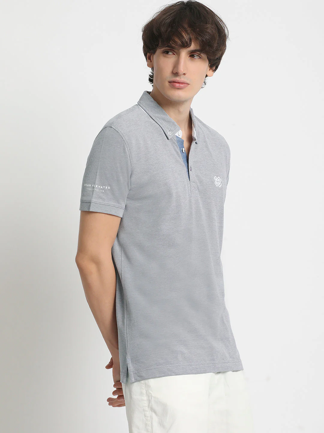 Men Purple Solid Regular Fit Polo Collar T-shirt - Image 3