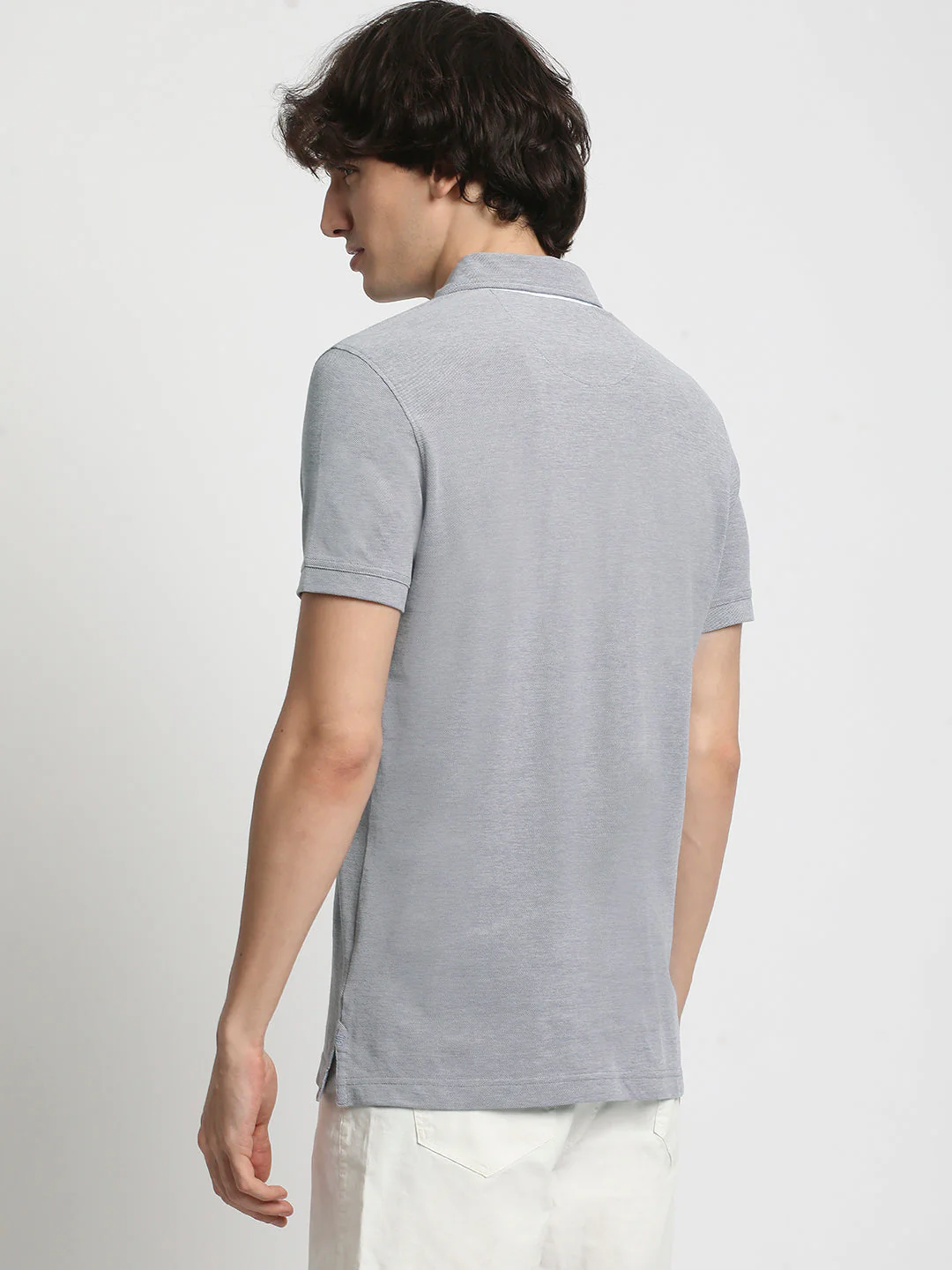 Men Purple Solid Regular Fit Polo Collar T-shirt - Image 4