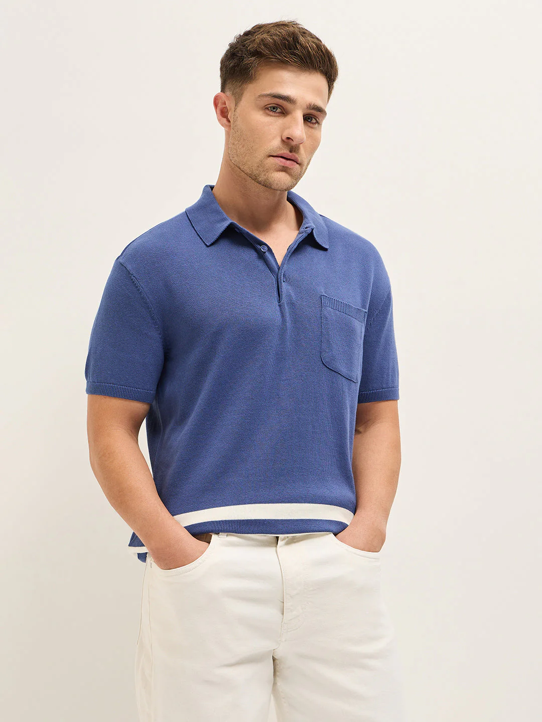 Men Purple Solid Regular Fit Polo