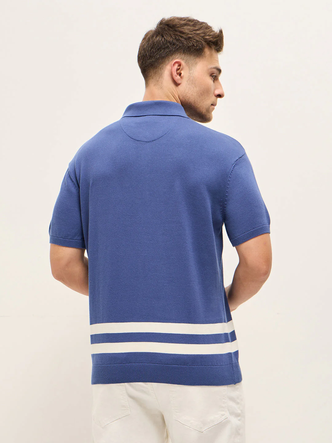 Men Purple Solid Regular Fit Polo - Image 2