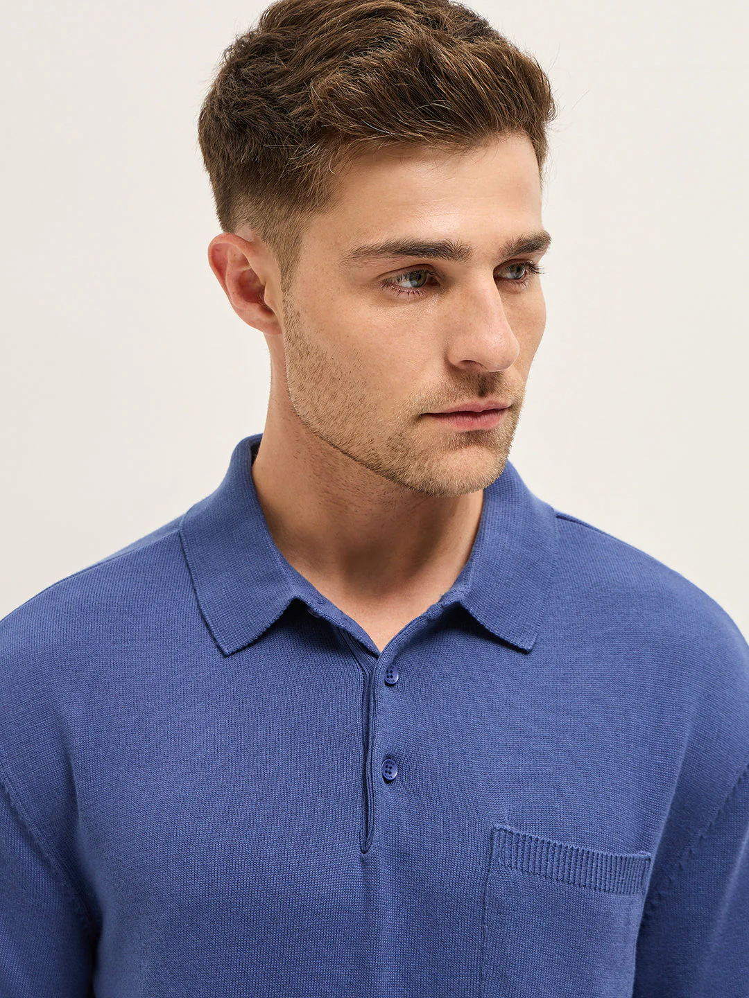 Men Purple Solid Regular Fit Polo - Image 5