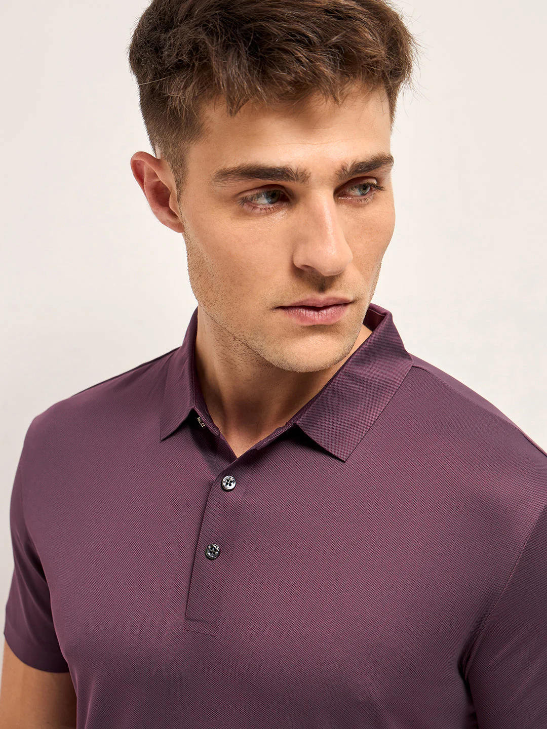 Men Purple Solid Regular Fit Polo T-shirt - Image 5