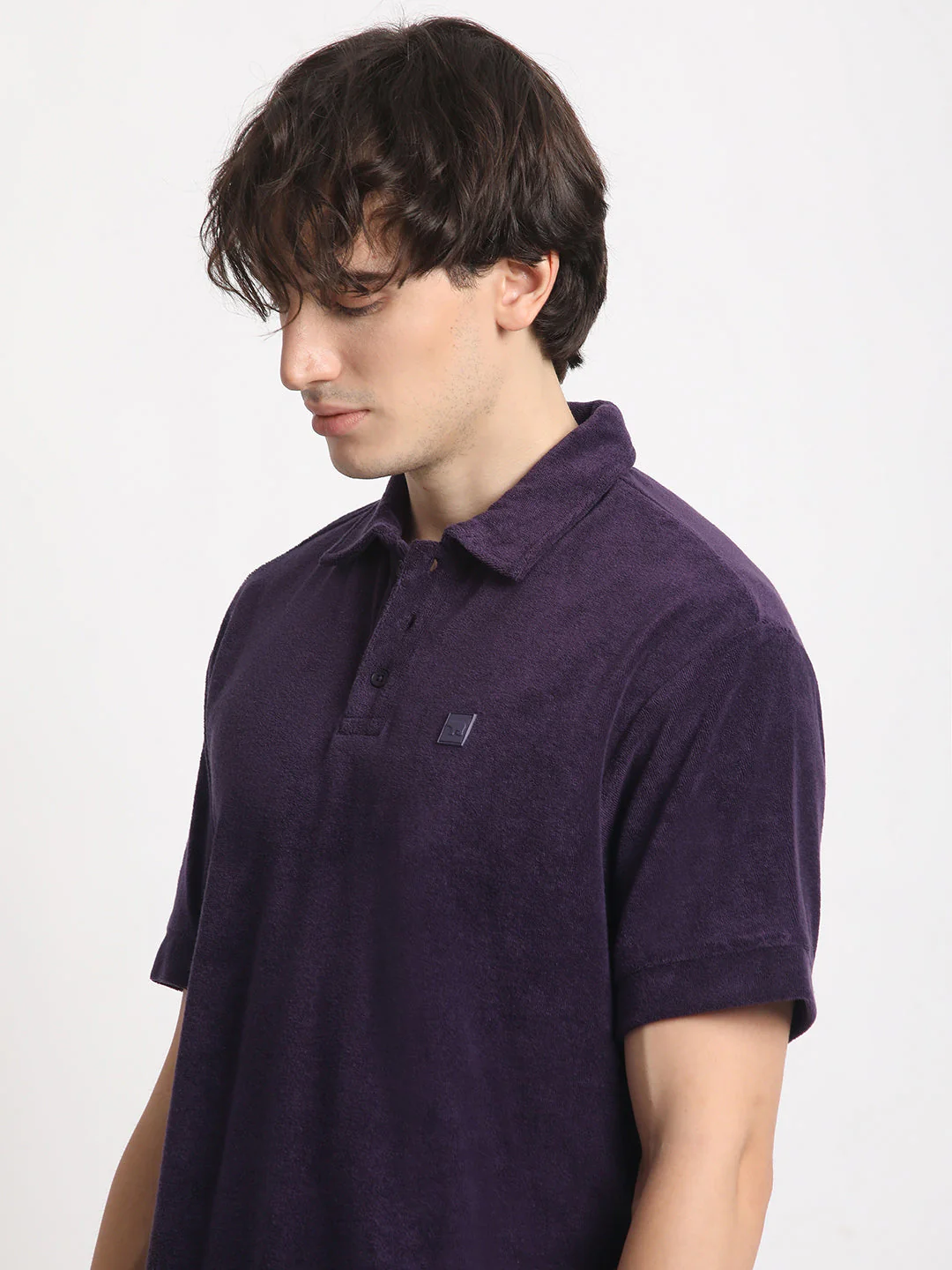 Men Purple Solid Relaxed Fit Polo T-shirt - Image 6