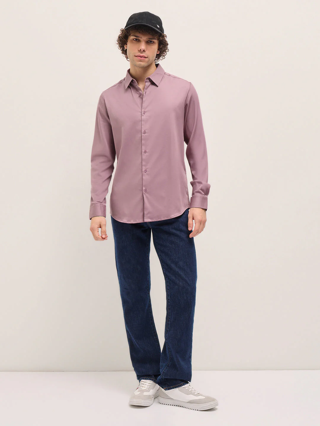 Men Purple Solid Slim Fit Casual Shirt - Image 4