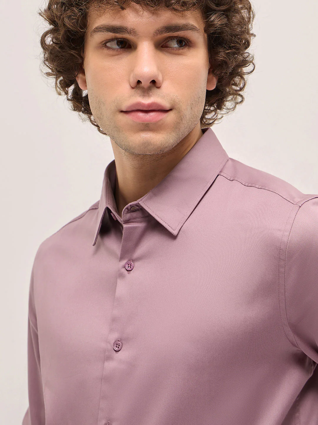 Men Purple Solid Slim Fit Casual Shirt - Image 5