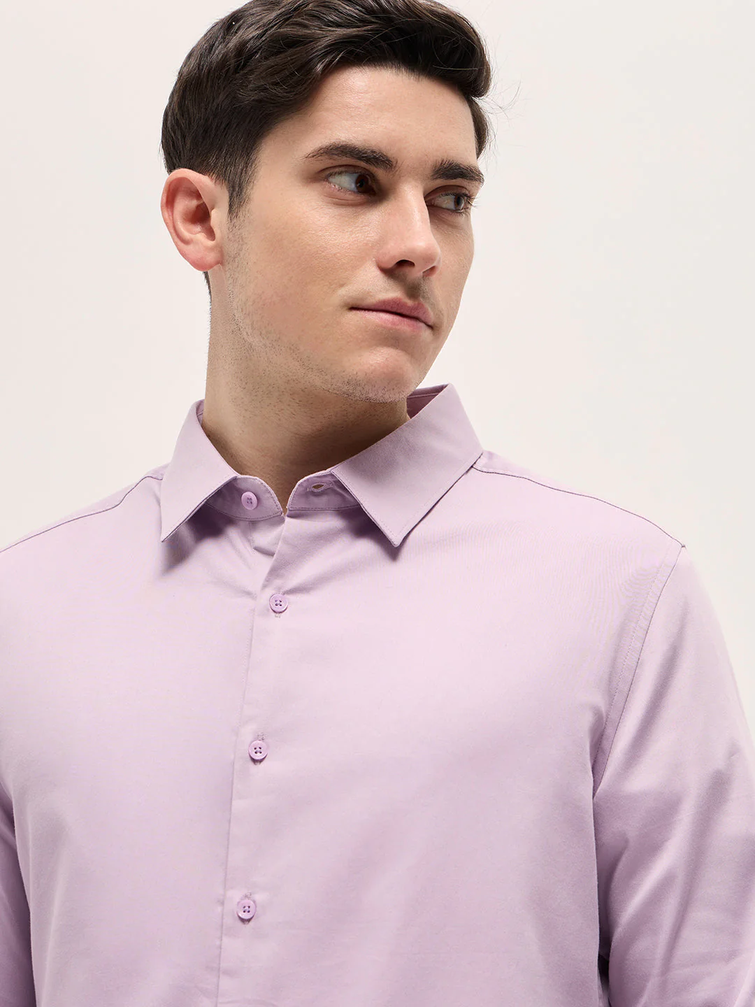 Men Purple Solid Slim Fit Casual Shirt - Image 5
