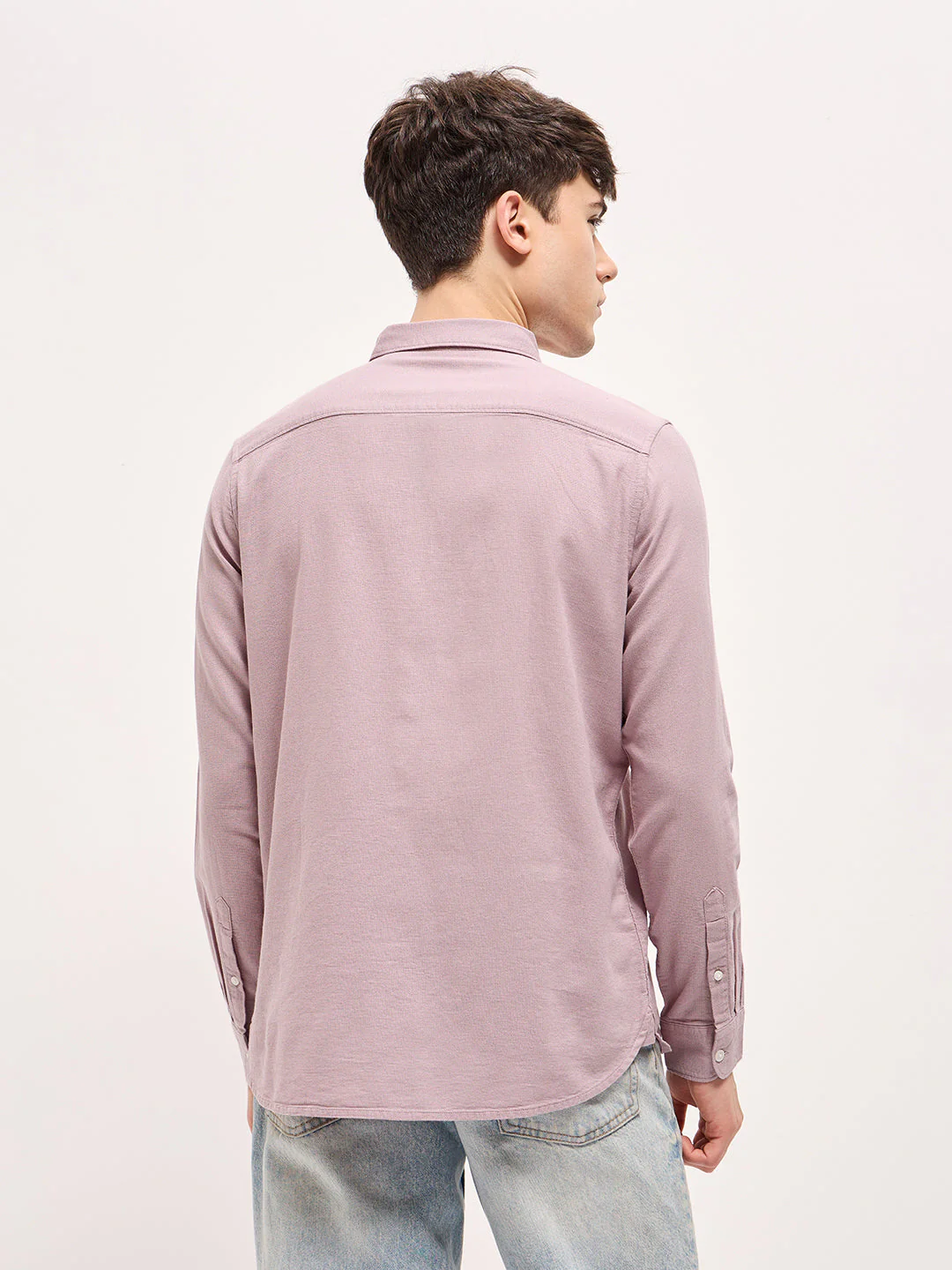 Men Purple Solid Slim Fit Casual Shirt - Image 2