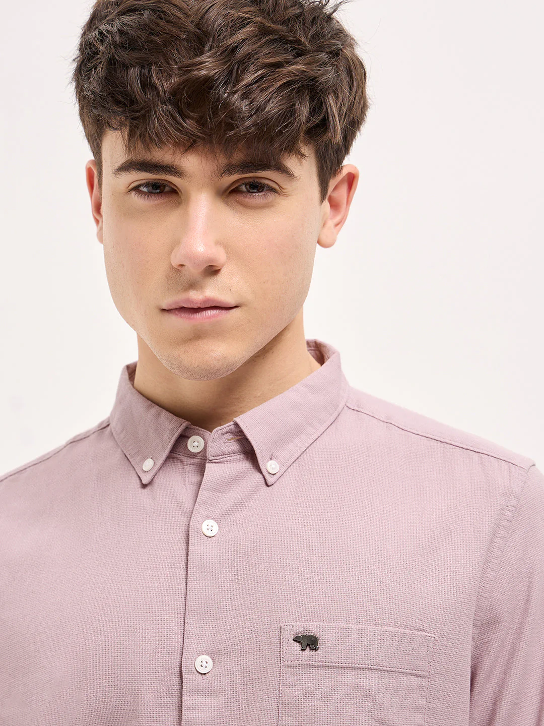 Men Purple Solid Slim Fit Casual Shirt - Image 5
