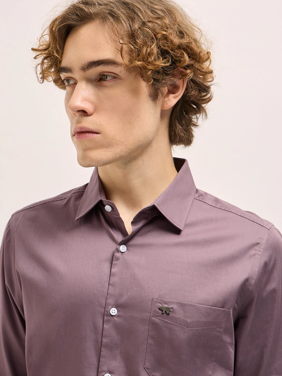 Men Purple Tailored Fit Solid Formal Shirt - Image 5