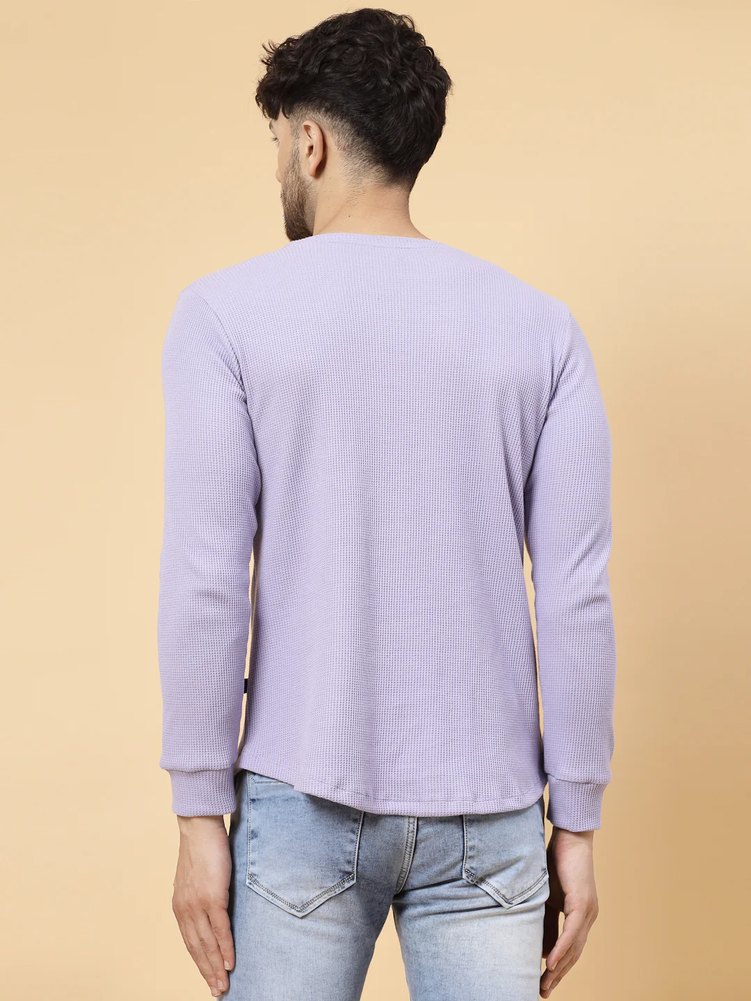 Men Purple Waffle T-shirt - Image 5