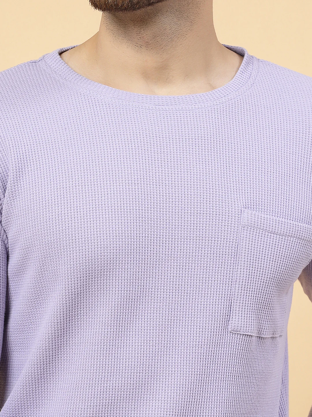 Men Purple Waffle T-shirt - Image 6