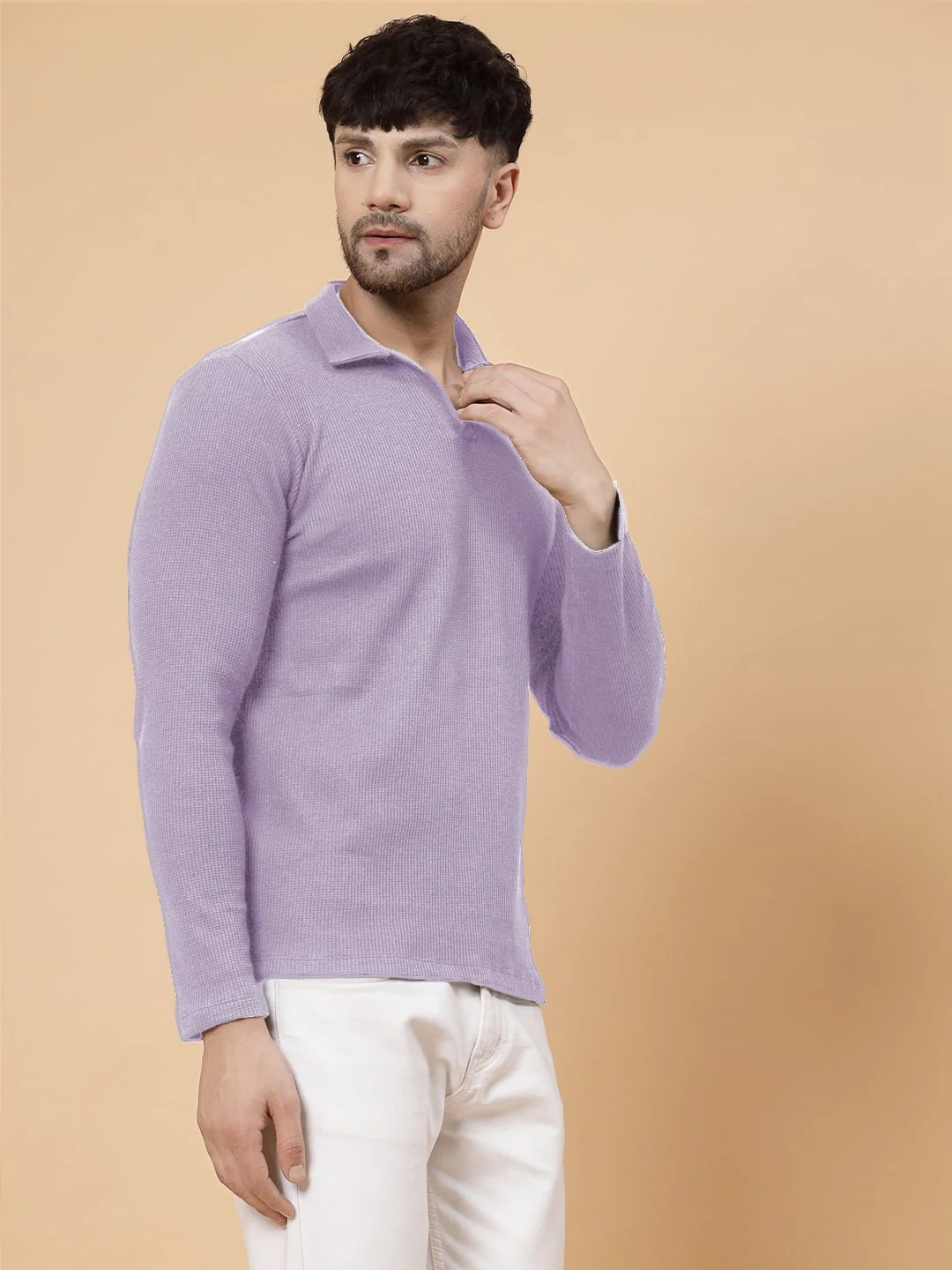 Men Purple Waffle T-shirt - Image 4