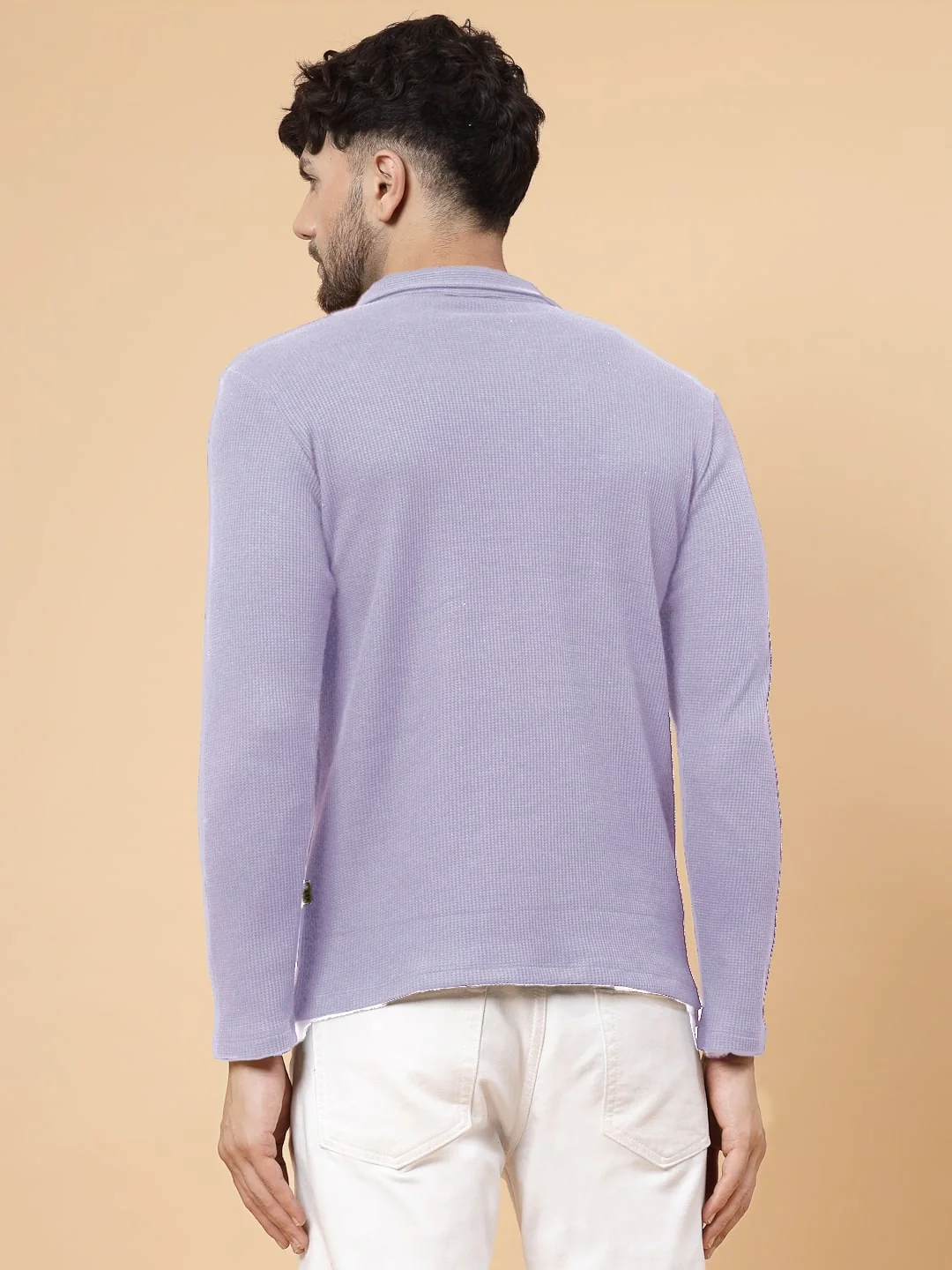 Men Purple Waffle T-shirt - Image 5