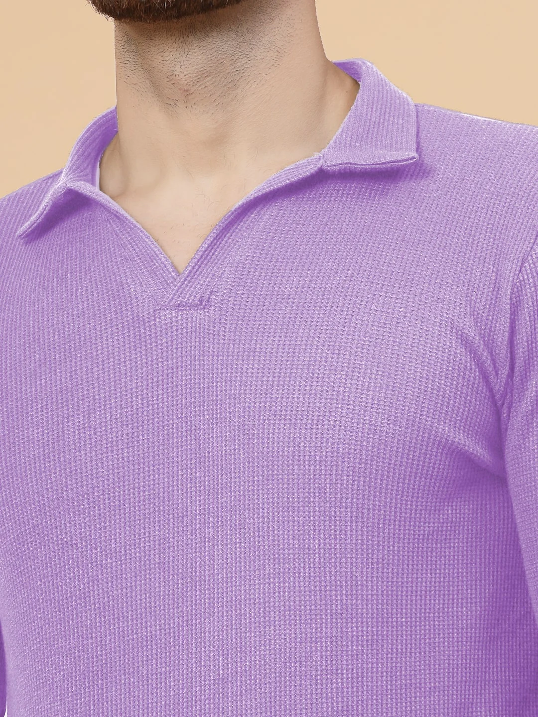 Men Purple Waffle T-shirt - Image 6