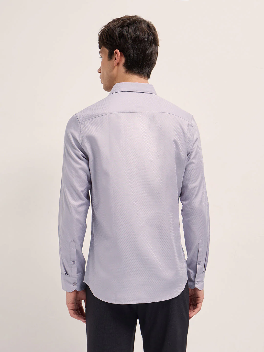 Men Purple Woven Pattern Cotton Tailored Fit Formal Shirt - Image 2