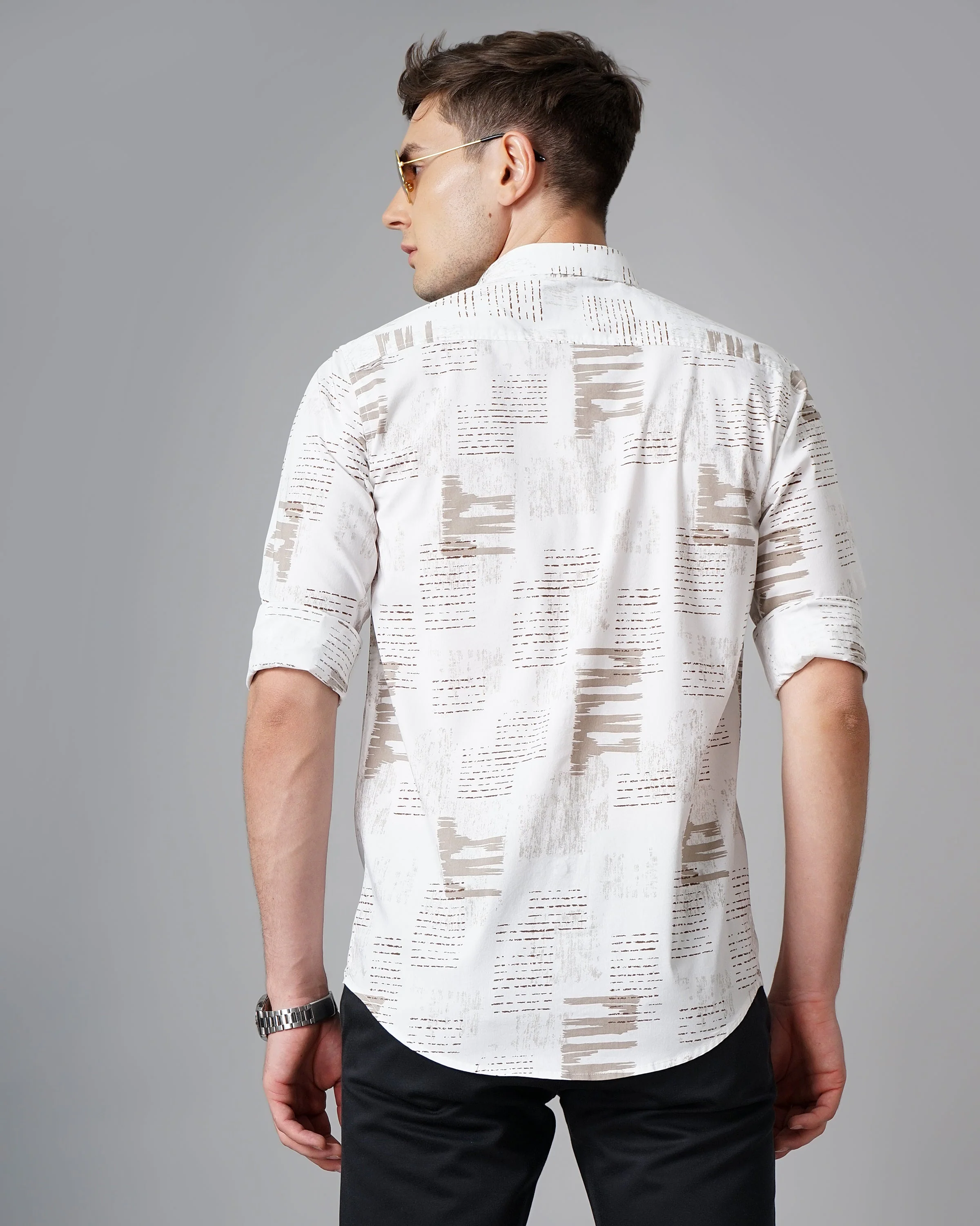 Men Ramble White Brown Shirt - Image 3