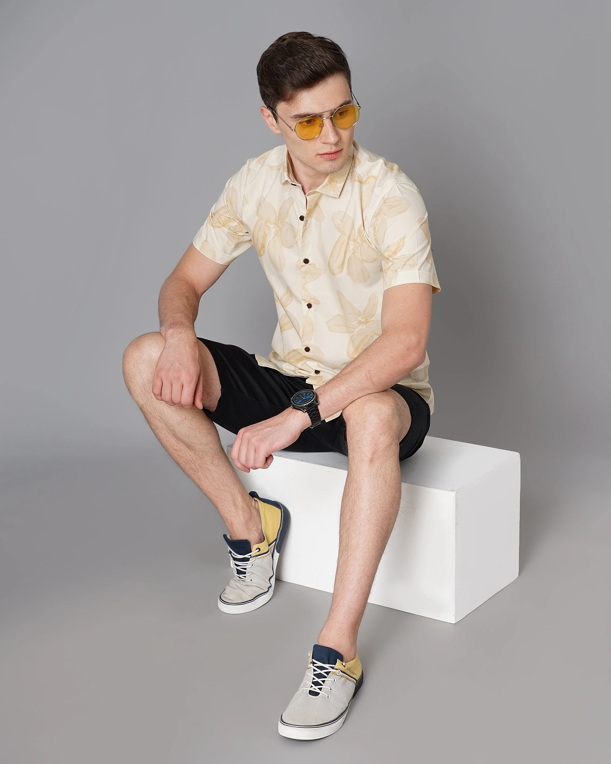 Men Ramble White Brown Shirt - Image 6