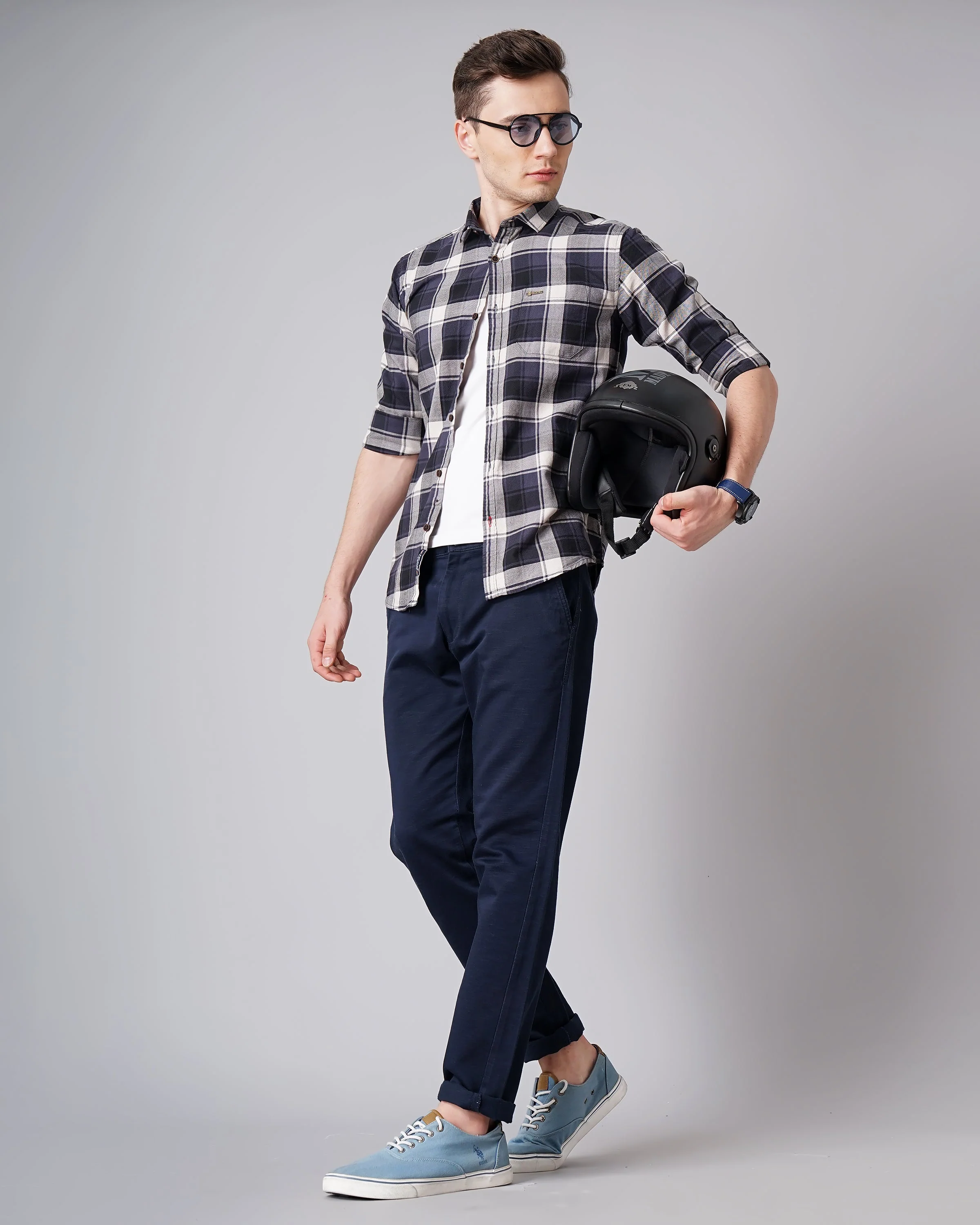Men Raw Denim Dark Blue Shirt - Image 6