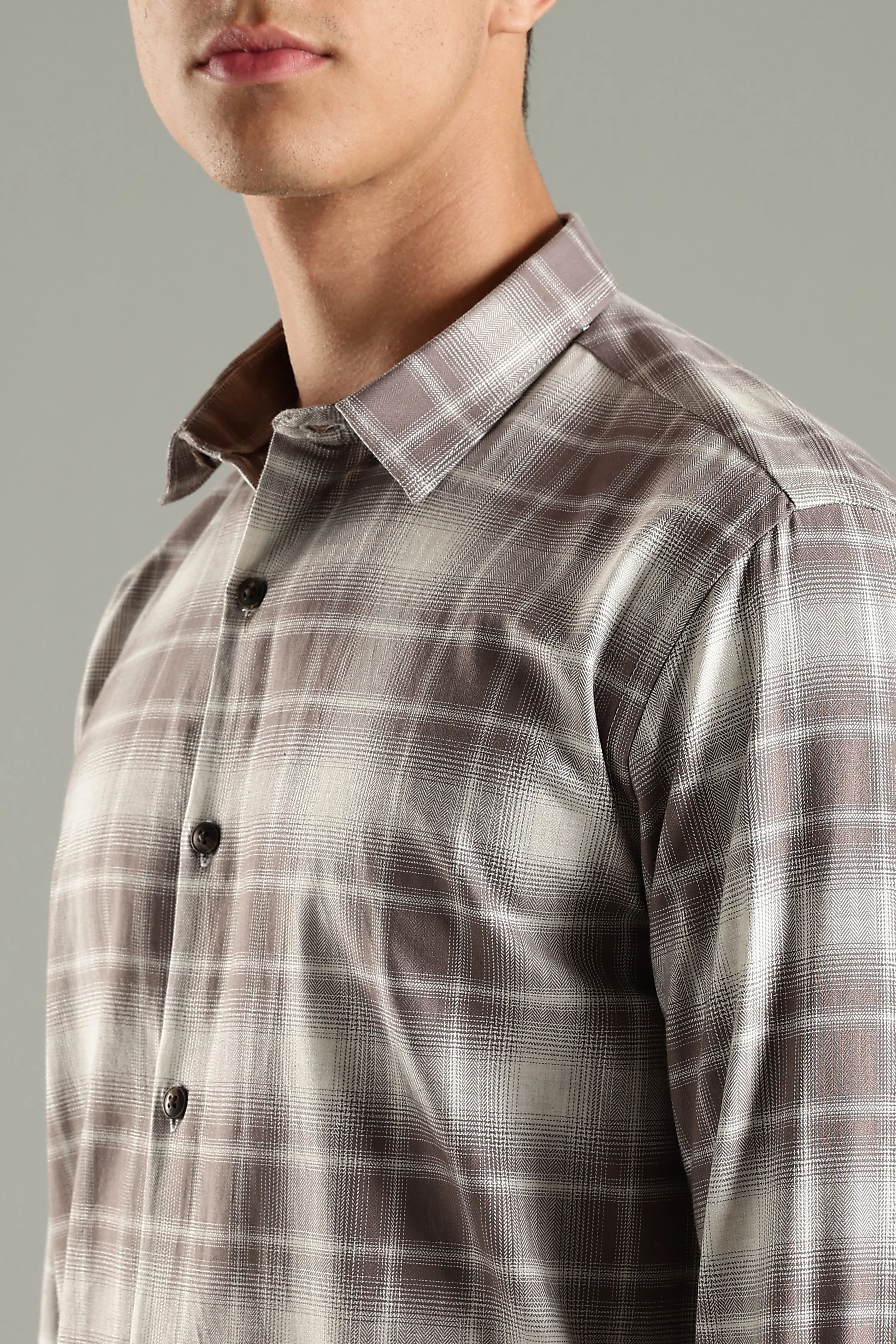 Men Raye Brown Checks Shirt - Image 4
