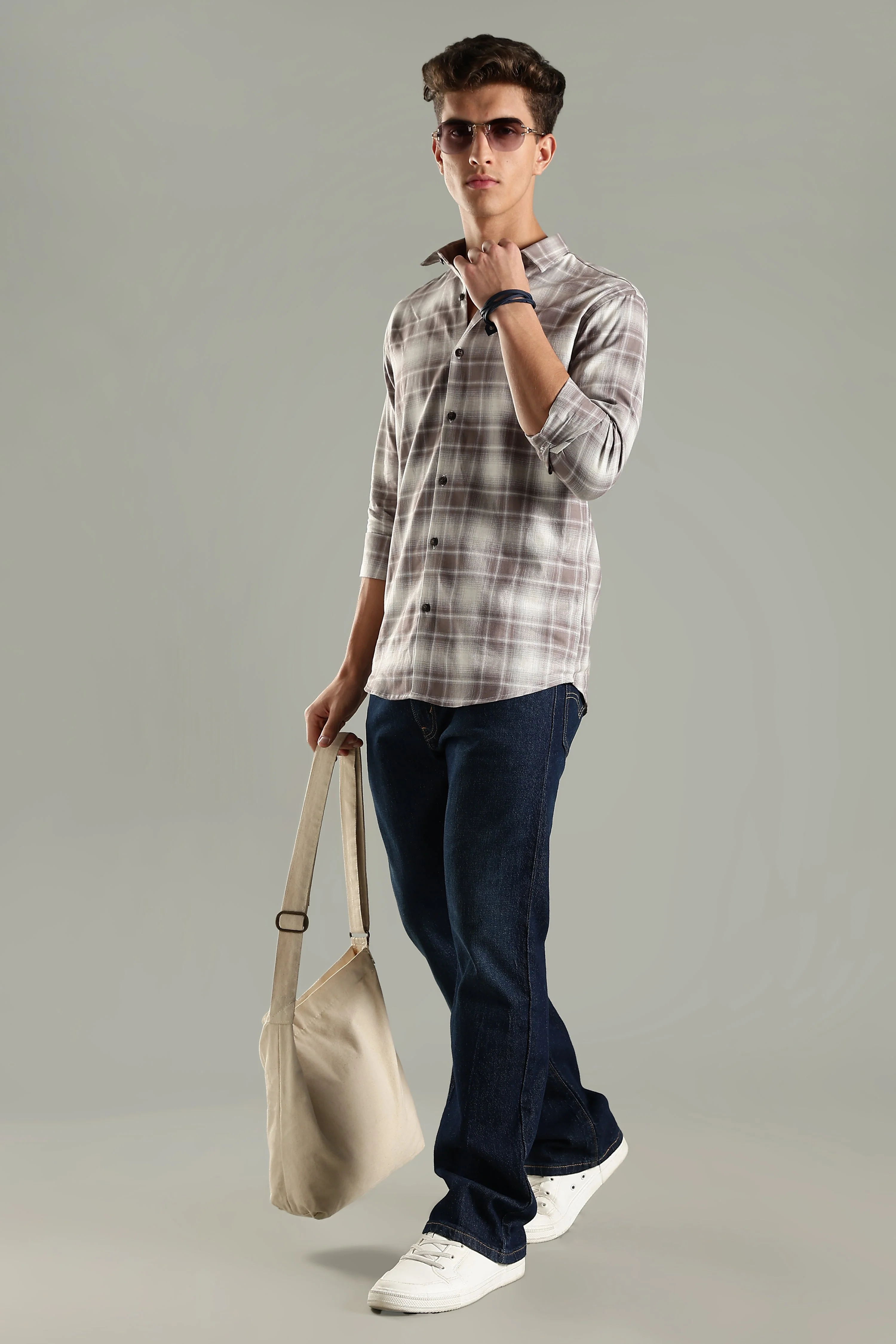 Men Raye Brown Checks Shirt - Image 5