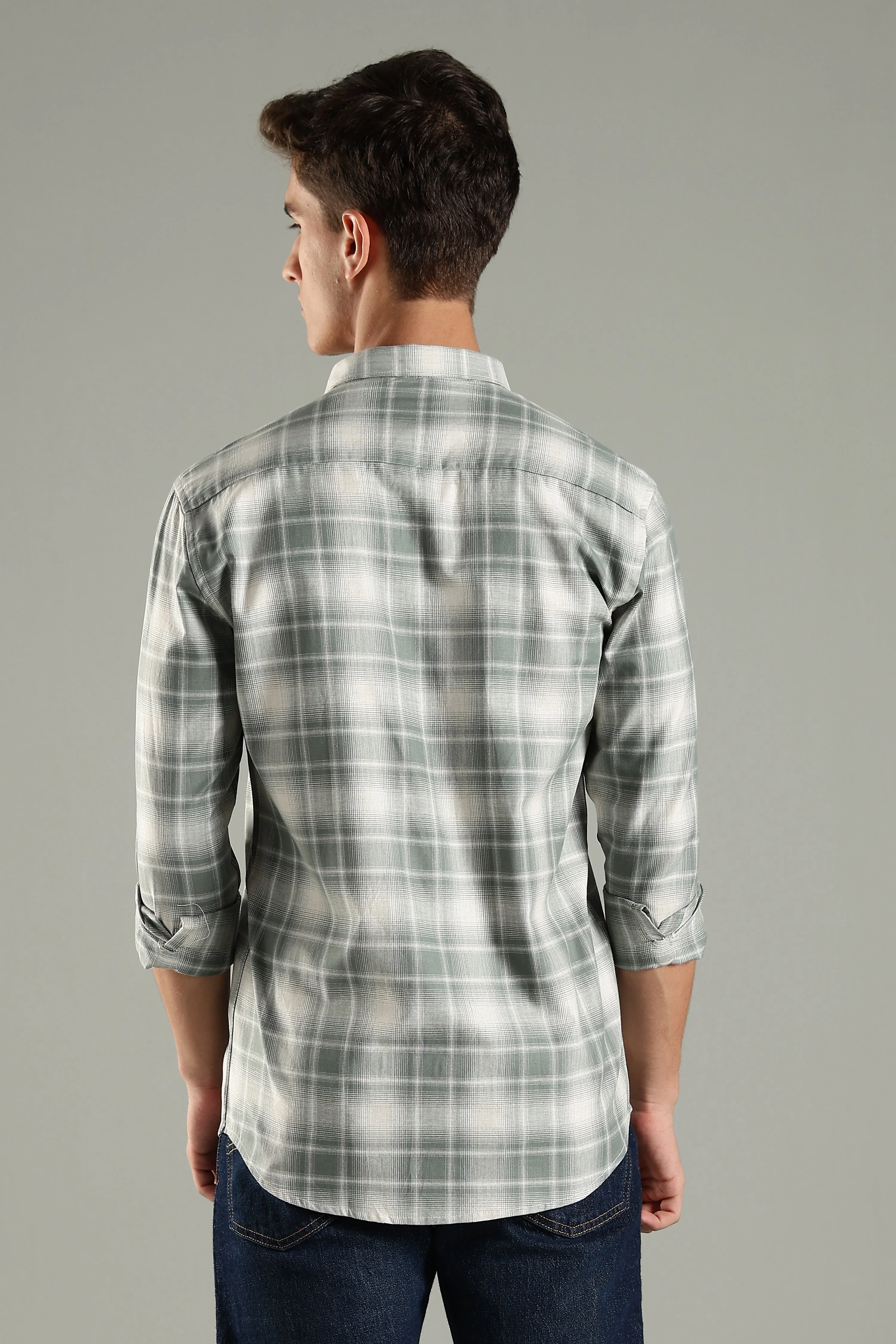 Men Raye Green Checks Shirt - Image 2