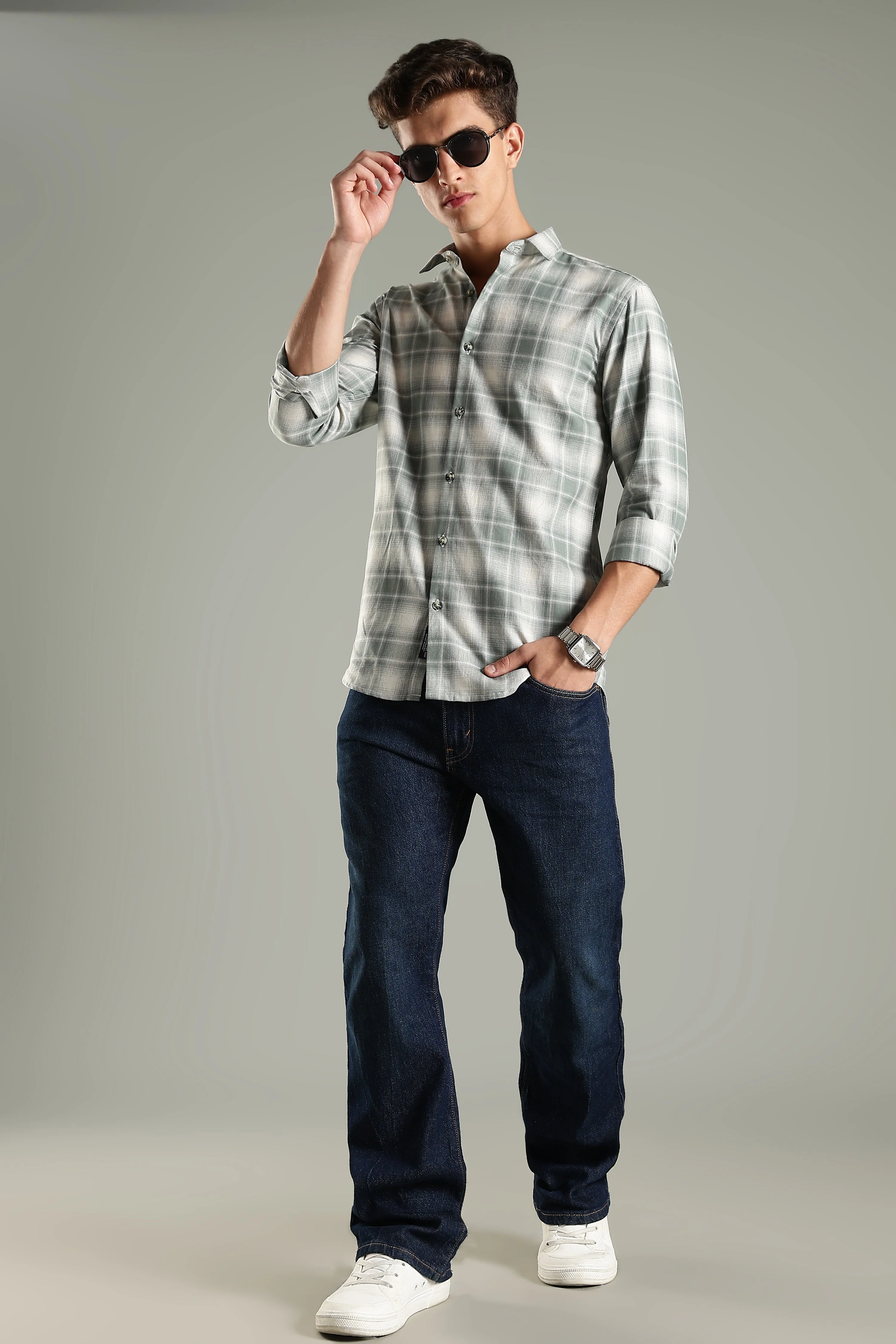 Men Raye Green Checks Shirt - Image 5
