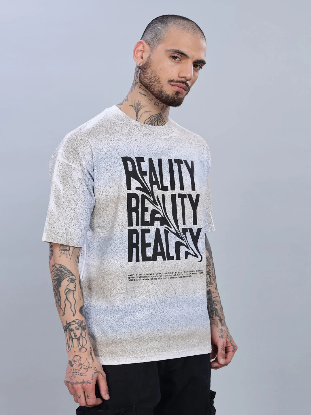 Men Reality Oversized Blue T-Shirt - Image 3
