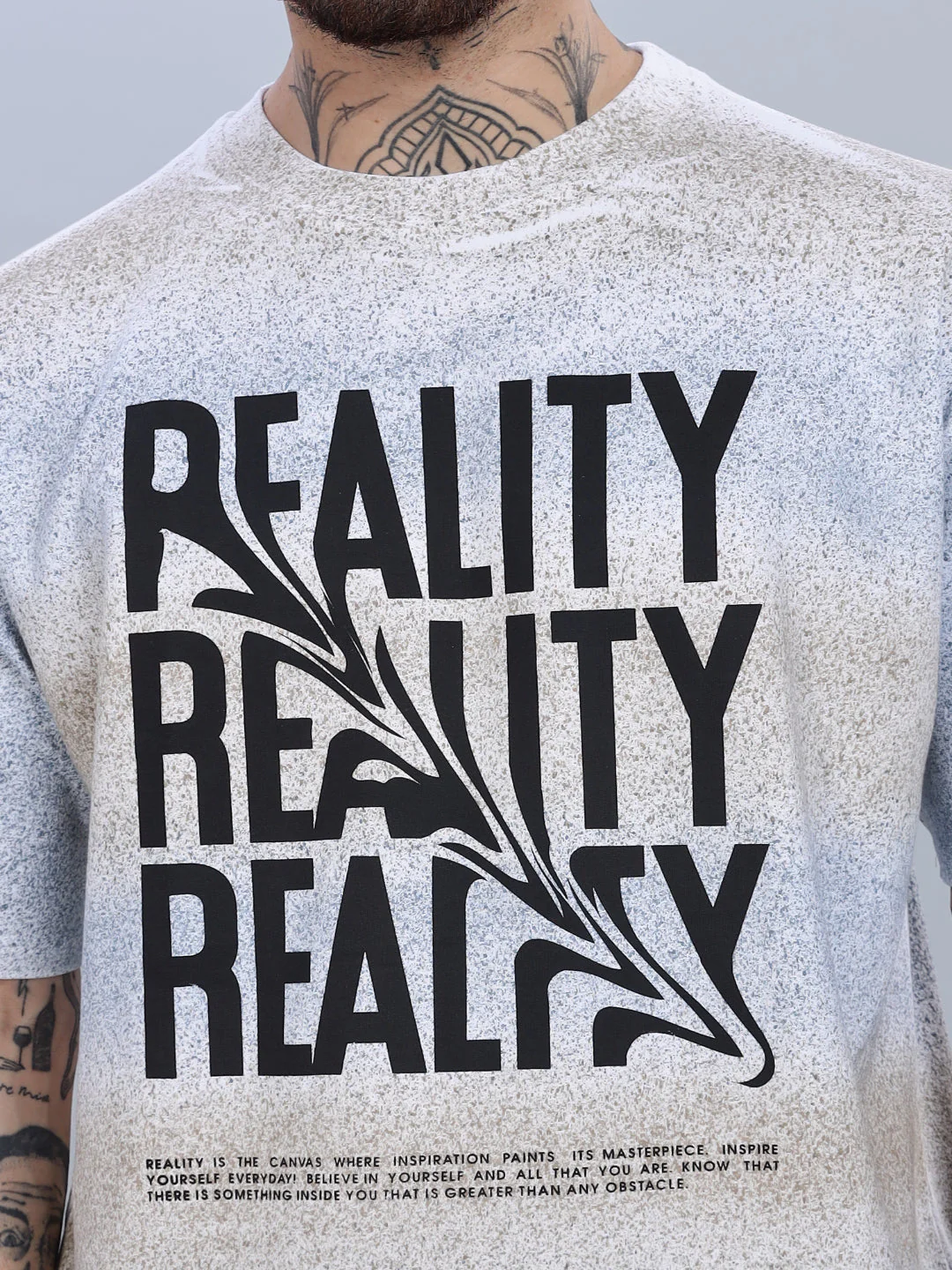Men Reality Oversized Blue T-Shirt - Image 4