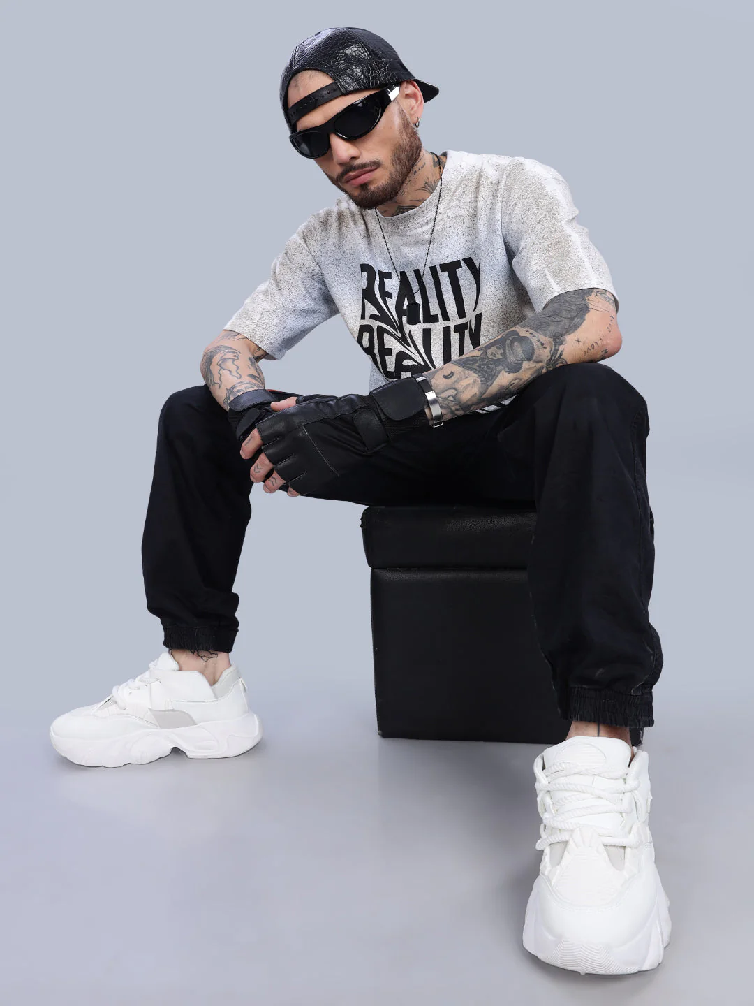 Men Reality Oversized Blue T-Shirt - Image 5