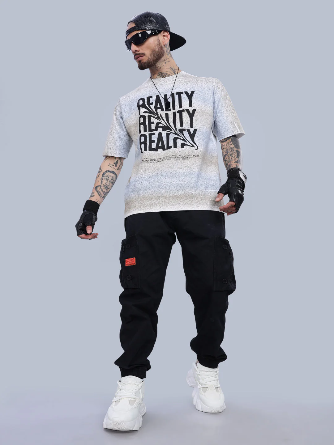 Men Reality Oversized Blue T-Shirt - Image 6
