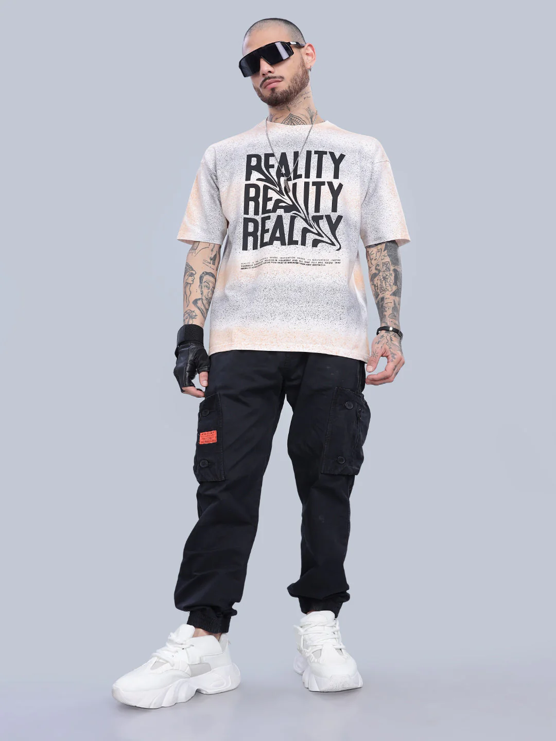 Men Reality Oversized Cream T-Shirt - Image 6