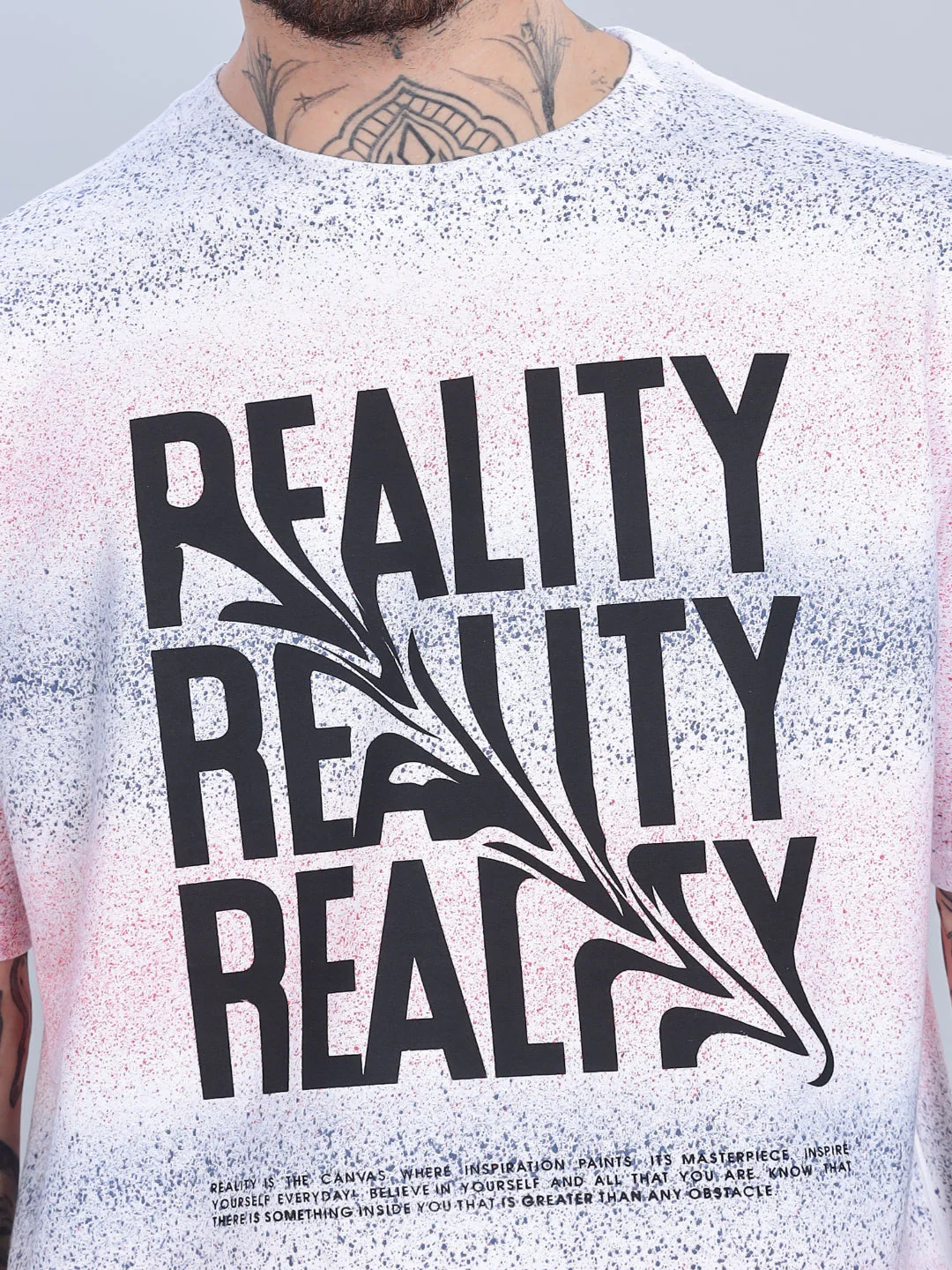 Men Reality Oversized Pink T-Shirt - Image 4